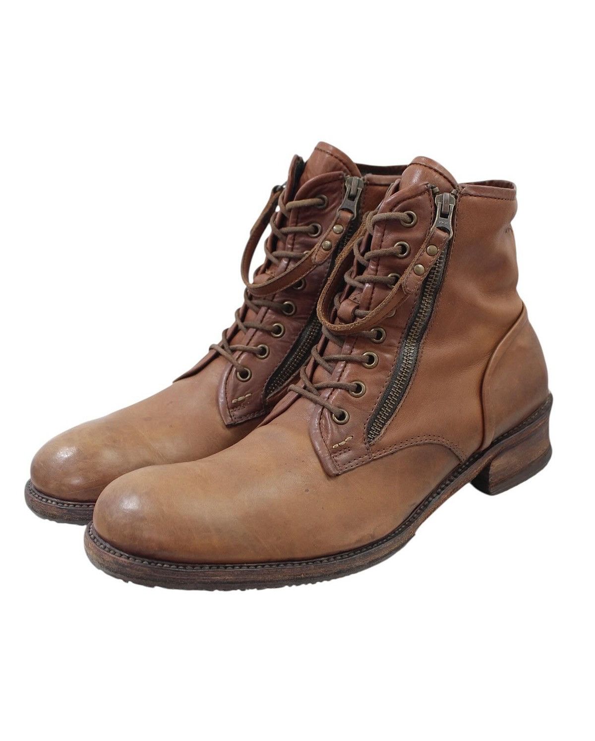 2000S ALFREDOBANNISTER DOUBLE SIDE-ZIP LEATHER BOOTS