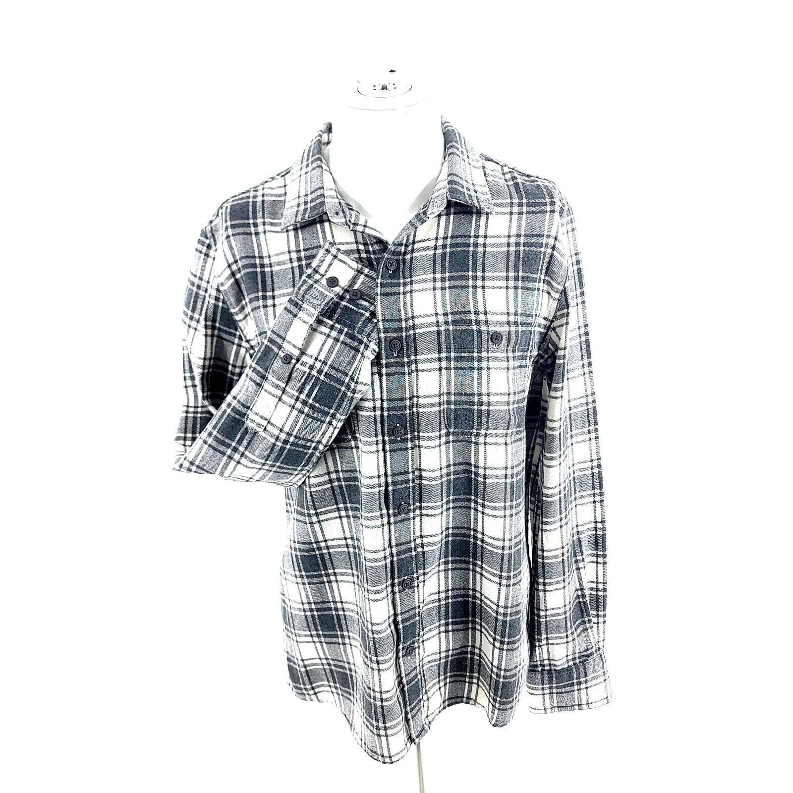 Designer Bixby Medium Slim Gray White Plaid Button Front Flannel Coll Size US M / EU 48-50 / 2 - 1 Thumbnail
