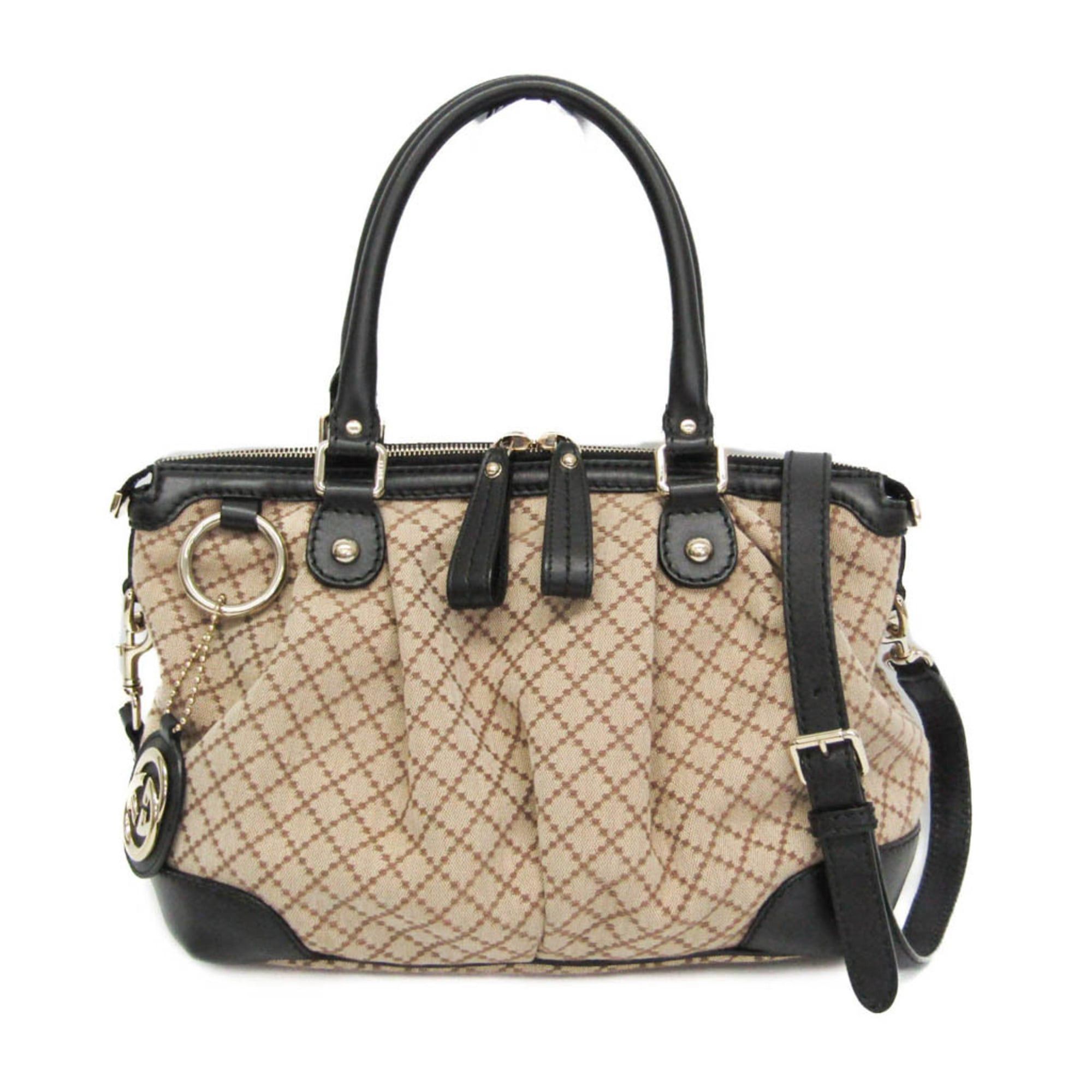 Gucci Gucci Sukey Diamante 247902 Women's Canvas,Leather Handbag,Shoulder Bag Beige,Black Size ONE SIZE - 1 Thumbnail