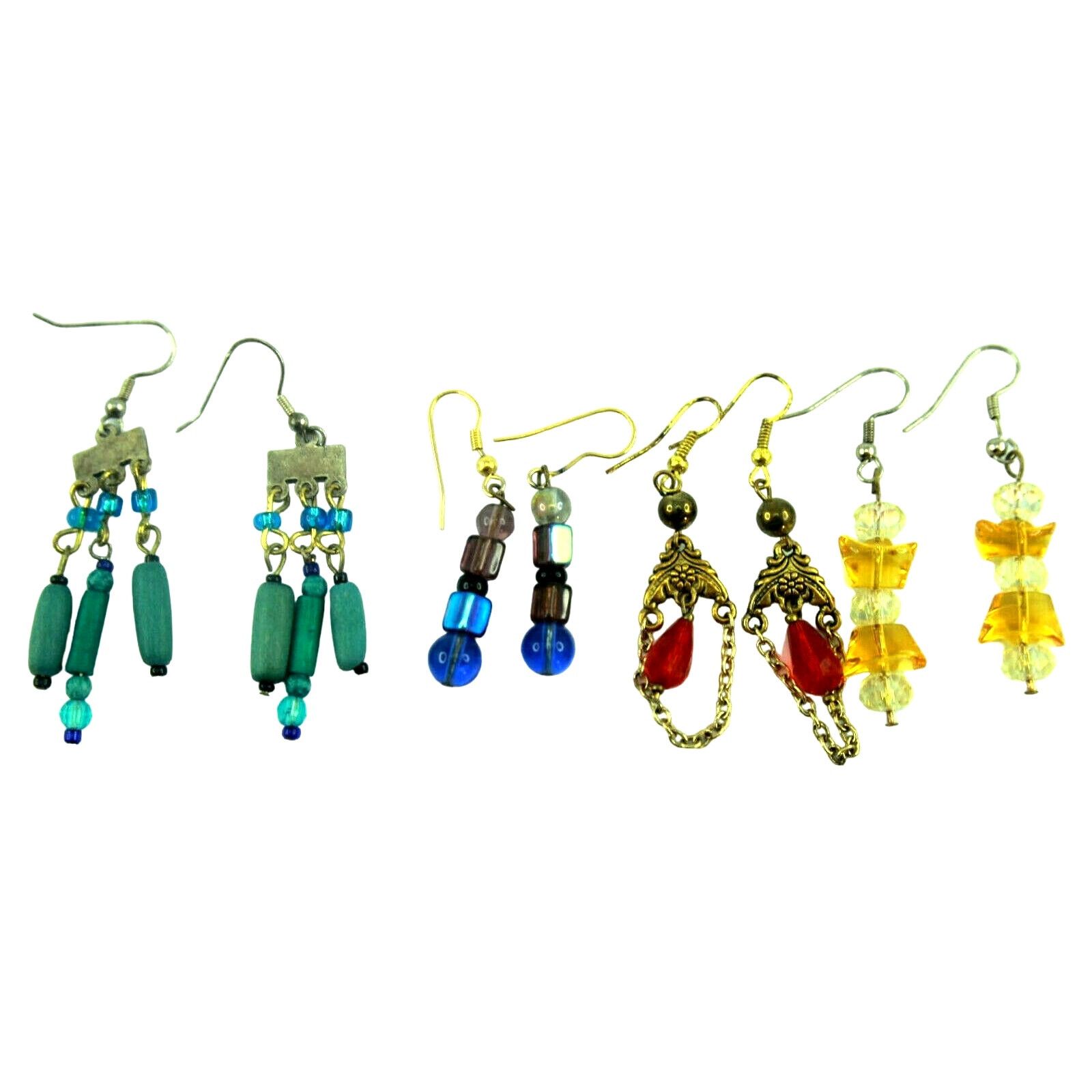 Other Lot Of Four Earrings Red Aqua Yellow Clear Purple Blue Hook Size ONE SIZE - 1 Thumbnail