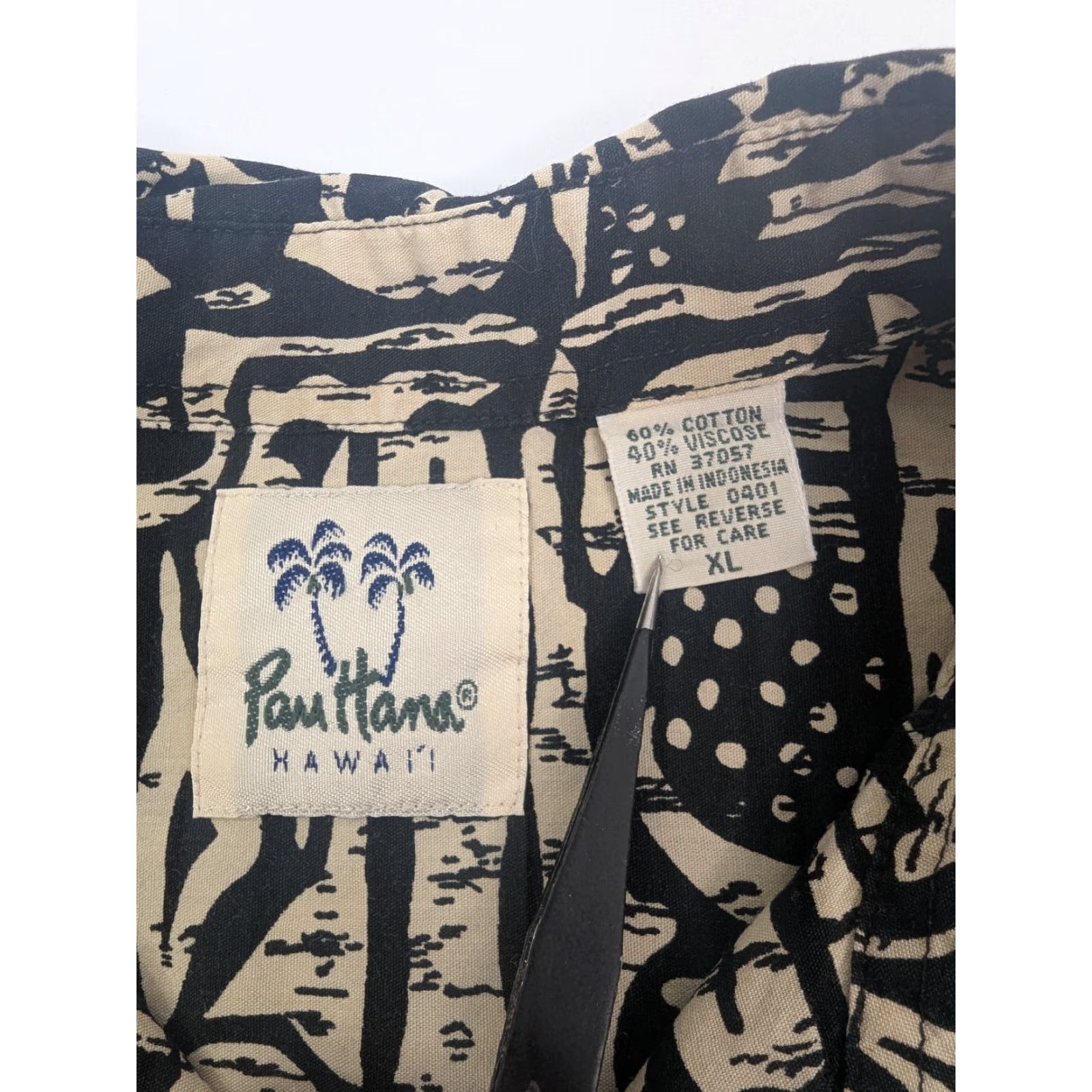 Vintage VINTAGE Pau Hana Hawaiian Shirt Mens XL Black Beige Printed Short Sleeve Button Up Down Shirt Size US XL / EU 56 / 4 - 7 Thumbnail