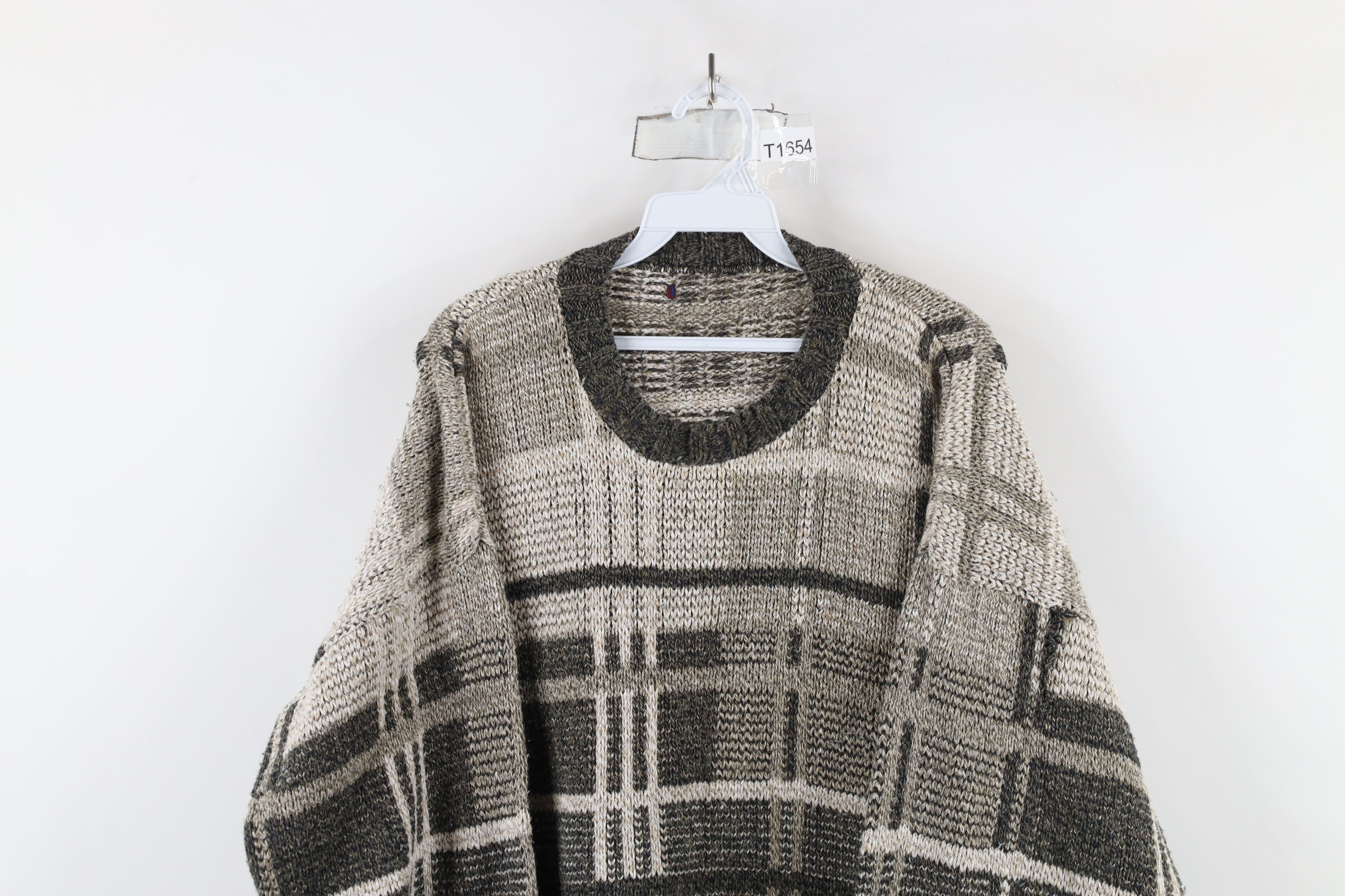 Vintage Vintage 90s Streetwear Earth Tone Chunky Knit Sweater Plaid Size US XXL / EU 58 / 5 - 2 Thumbnail