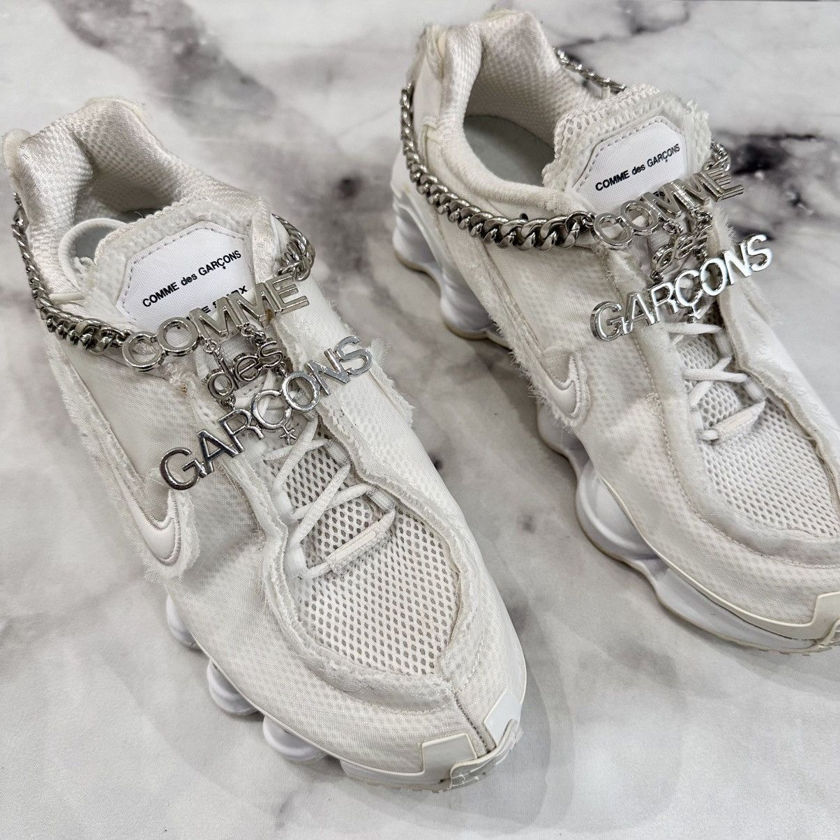 Comme des Garcons × Nike NIKE X CDG SHOX CHAIN SNEAKERS WHITE MENS SIZE 9 EUR 40.5 Size US 9 / EU 42 - 1 Thumbnail