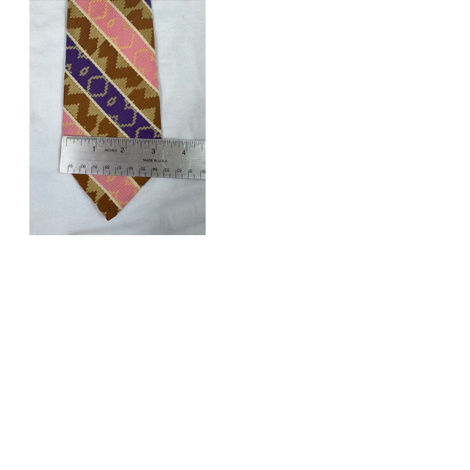 Pinko VINTAGE 70s Necktie Polyester Geometric Purple Pink Brown 52 Inches Long Men Brown PINK Tie Size ONE SIZE - 9 Thumbnail