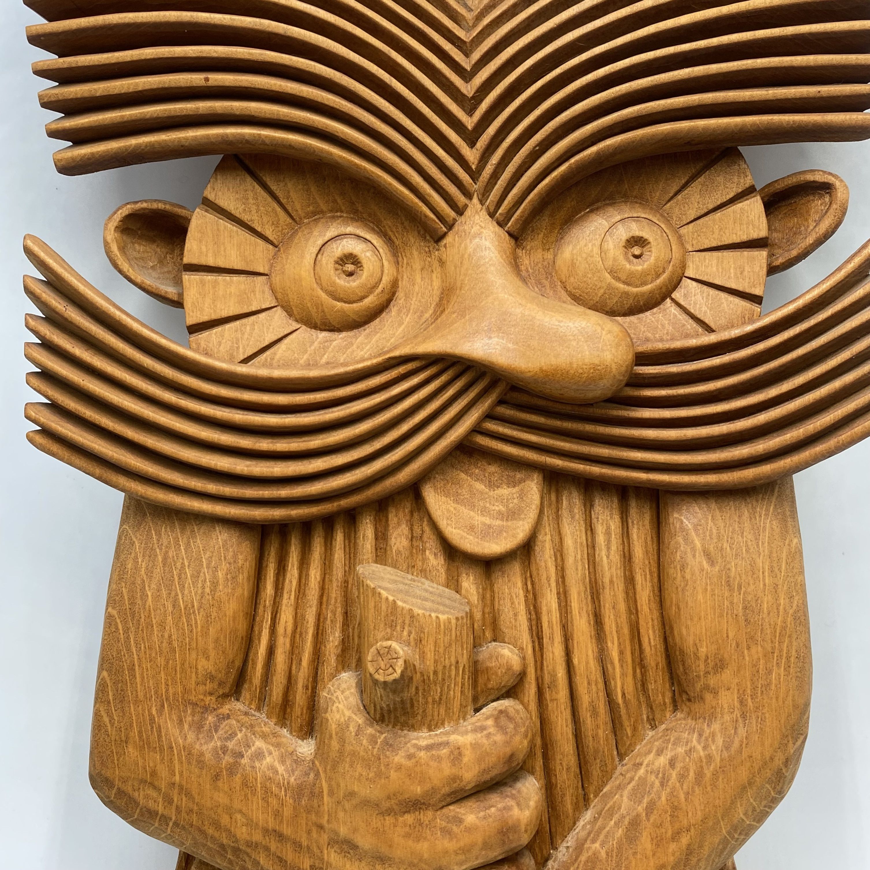 Vintage Hand Carved Wooden Figure Domovoi Wall Art Slavic Folk Art Size ONE SIZE - 1 Thumbnail