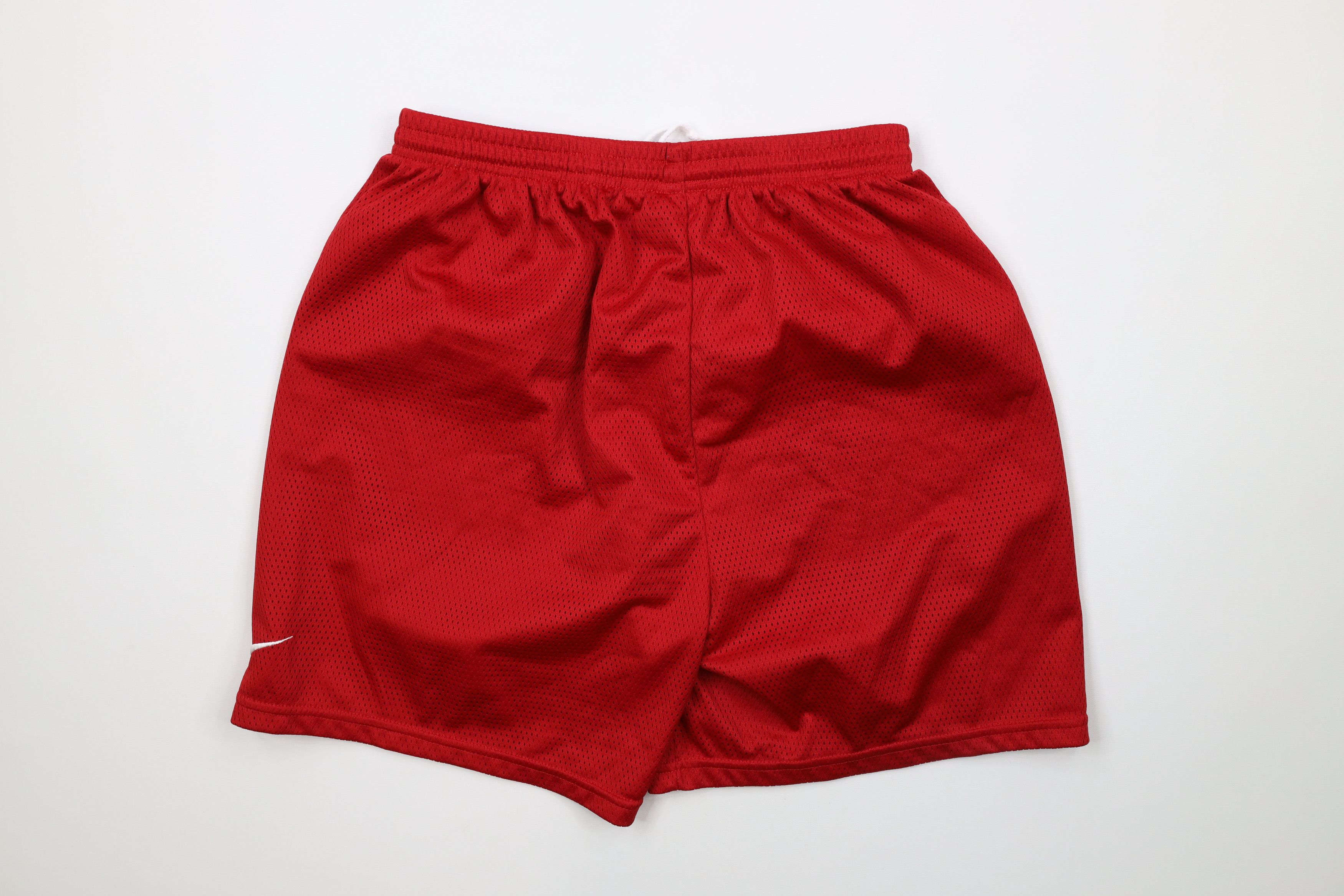 Nike × Vintage Vintage 90s Nike Mini Swoosh Above Knee Mesh Shorts Red Size US 34 / EU 50 - 7 Thumbnail