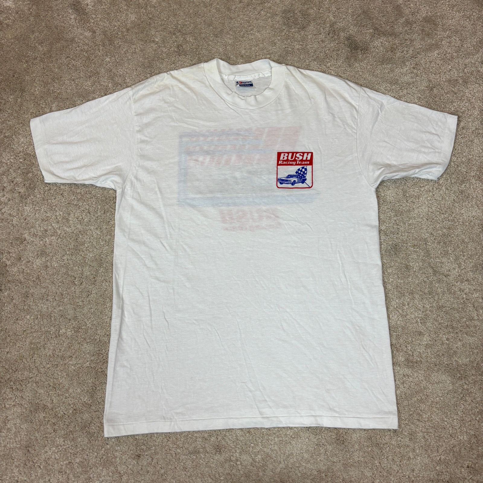 Hanes Vintage 80s Bush Racing Team Single Stitch Shirt Men's XL Size US XL / EU 56 / 4 - 3 Thumbnail