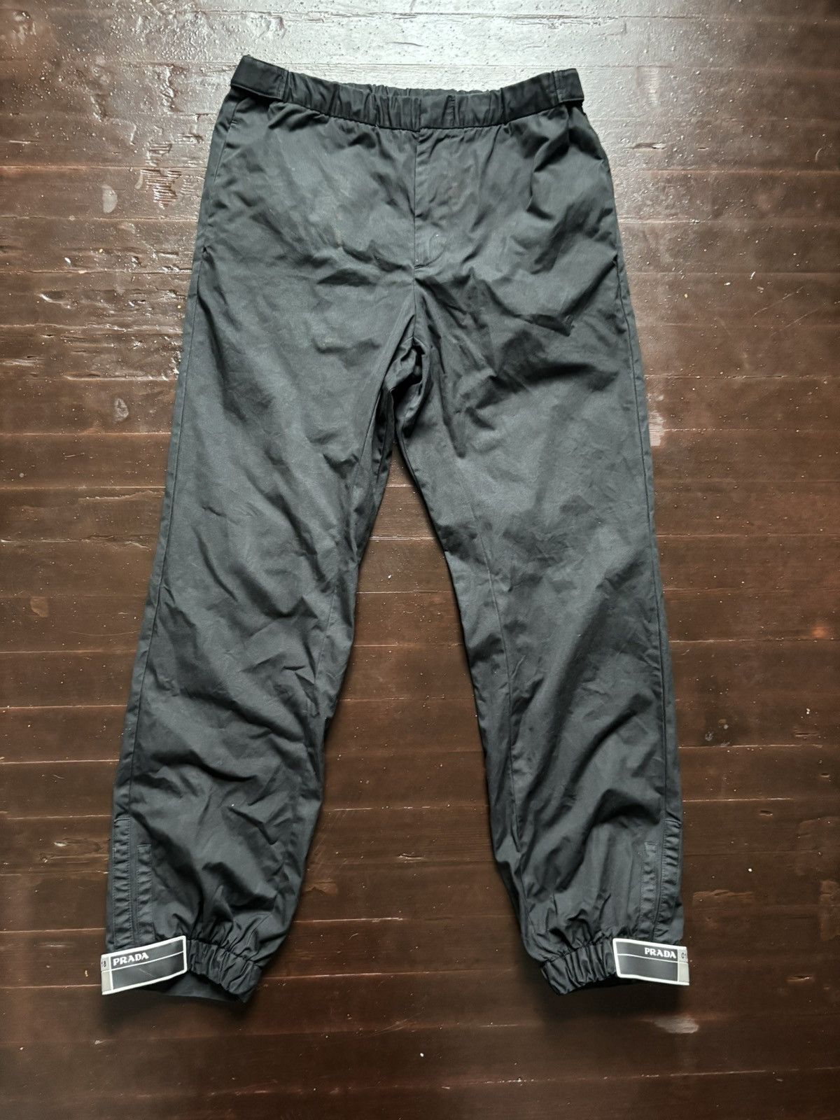 Prada Black Twill Strap Cuff Trackpants Size US 32 / EU 48 - 1 Thumbnail