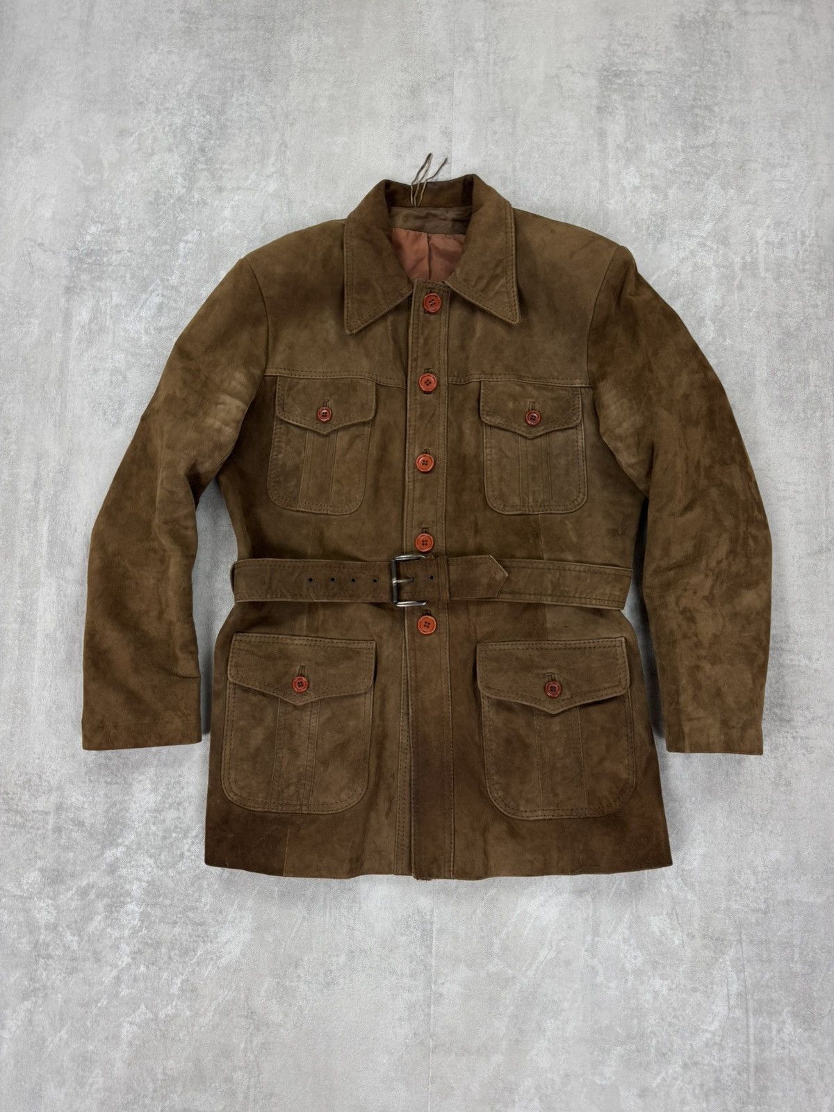 Other Vintage Suede Jacket Toscana Pockets Belted Peacoat Japanese Size US M / EU 48-50 / 2 - 9 Thumbnail