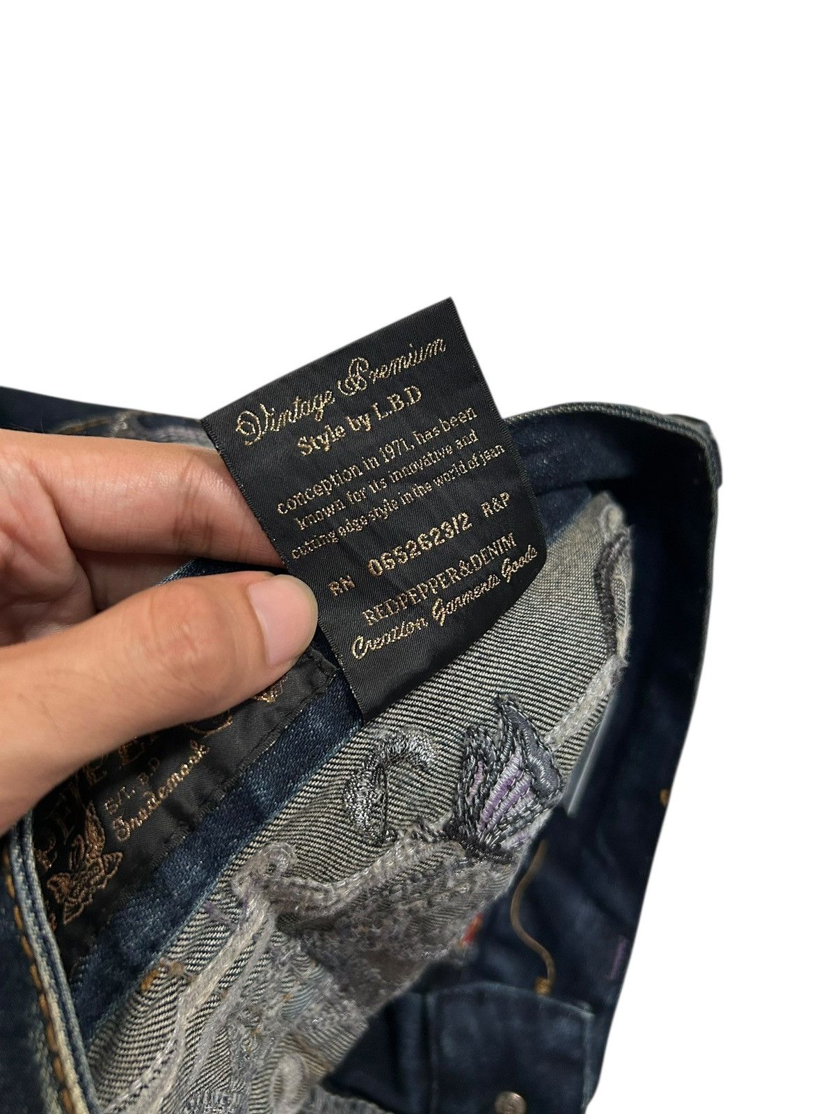 If Six Was Nine × KMRii × Le Grande Bleu (L.G.B.) Skull Red Pepper Japanese Punk Denim Jeans Size US 29 - 11 Thumbnail