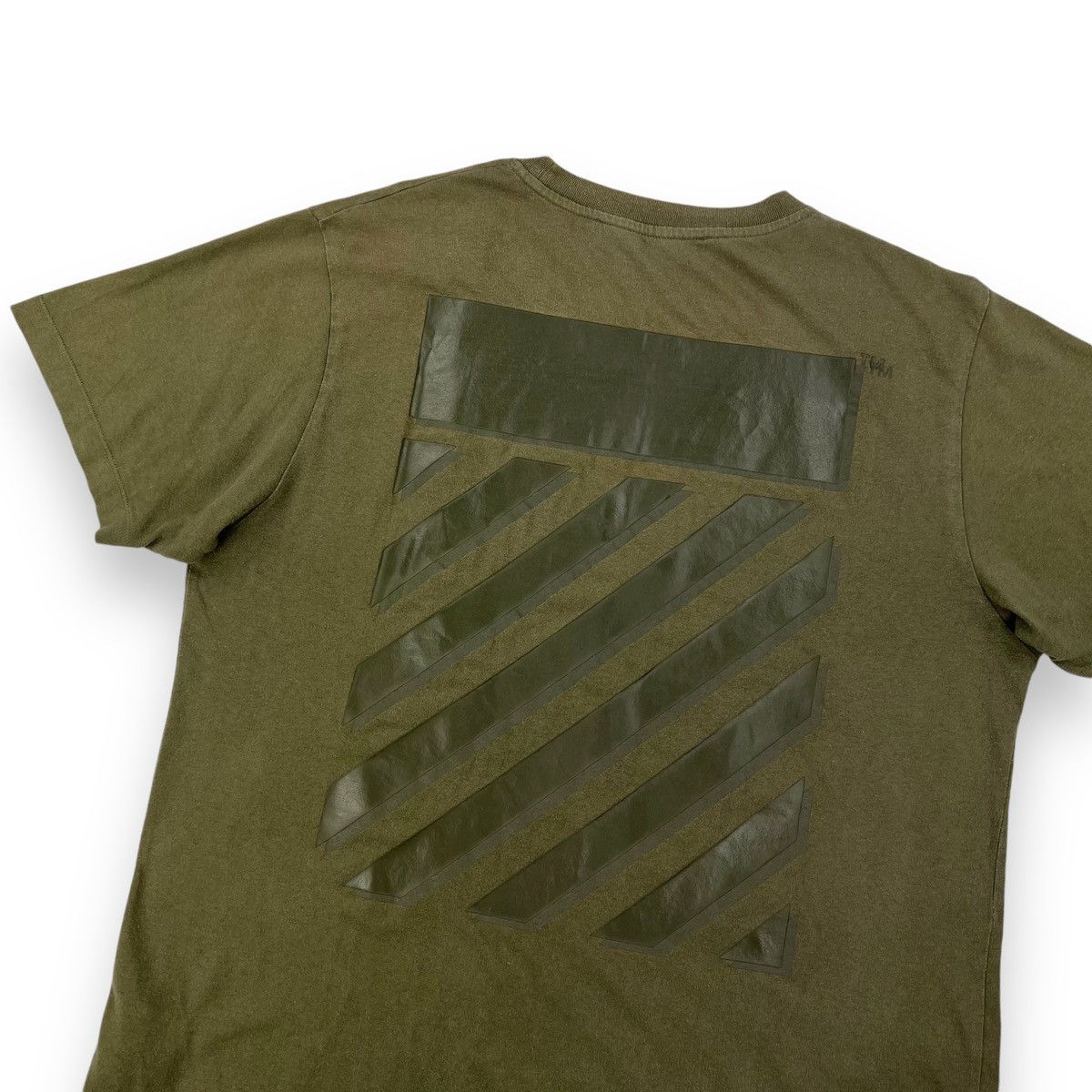 Off-White Off-White Rubber Diagonal Khaki T Shirt Size US XL / EU 56 / 4 - 1 Thumbnail