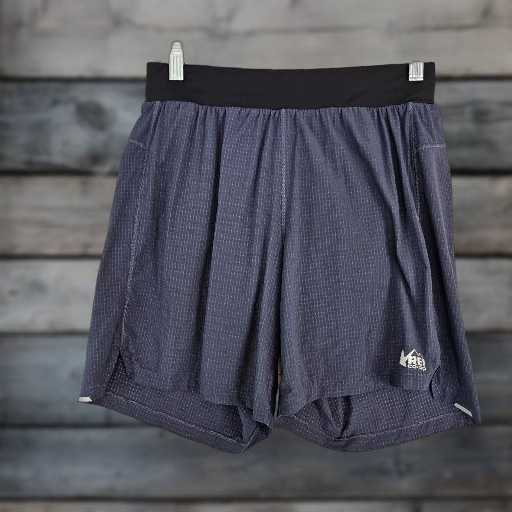 Vintage REI Co-Op Womens Shorts Sz Small Blue/Gray Pull On Mid Rise Zip Pocket Shorts Athletic Nylon Spandex 6.5 Inseam Womens Size 28" / US 6 / IT 42 - 1 Thumbnail