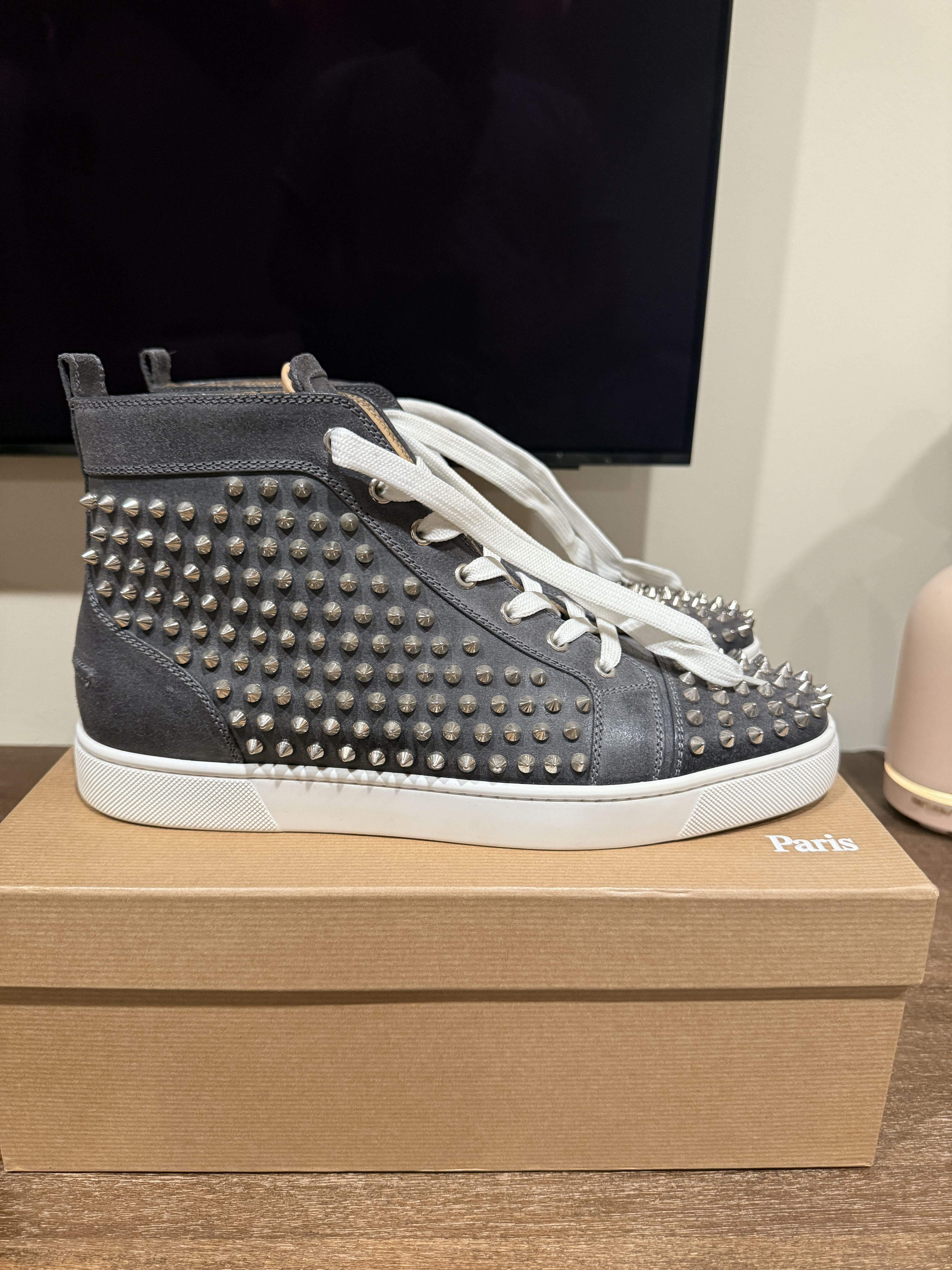 Christian Louboutin Louis Flat Spikes Grey/Silver Size 44 Size US 11 / EU 44 - 3 Thumbnail