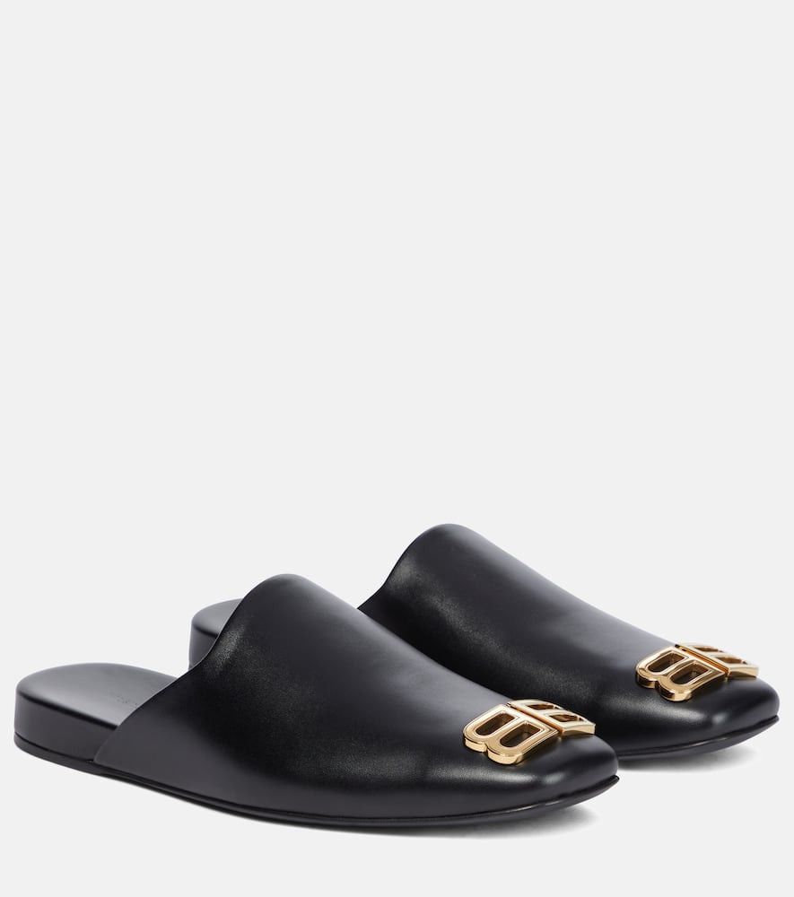 Cosy BB Leather Mules with gold logo