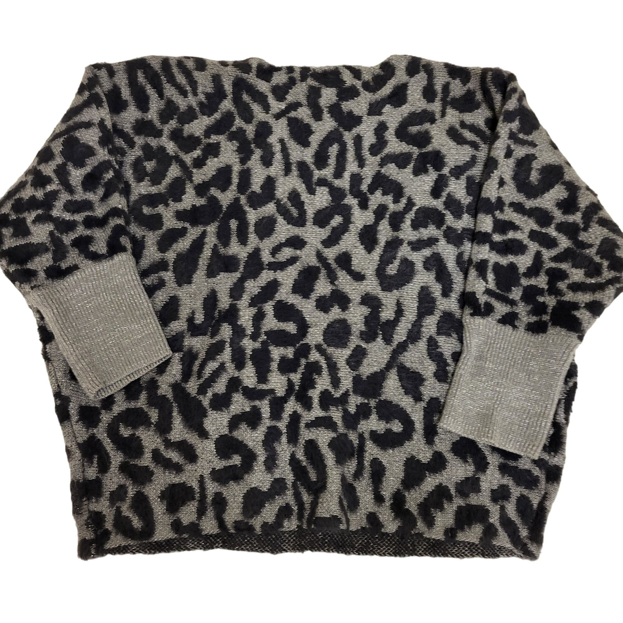 Jennifer Lopez Jennifer Lopez Sweater Womens Medium Gray Animal Leopard Pri Size XL / US 12-14 / IT 48-50 - 3 Thumbnail
