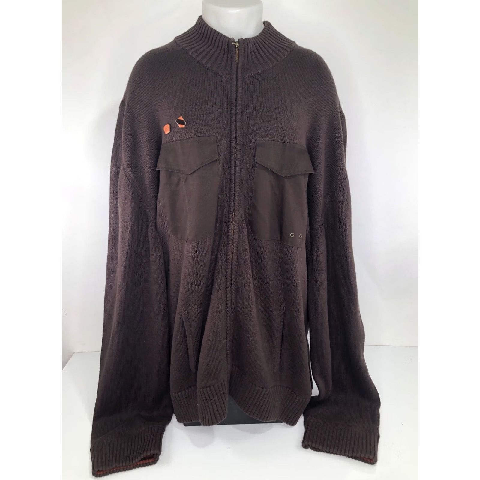Vintage MARITHE FRANCOIS GIRBAUD - NEW w TAGS - 4XL Sweater Jacket - Elbow Patch Cotton Brown Mens Header: Sweatery? Size US XXL / EU 58 / 5 - 2 Thumbnail