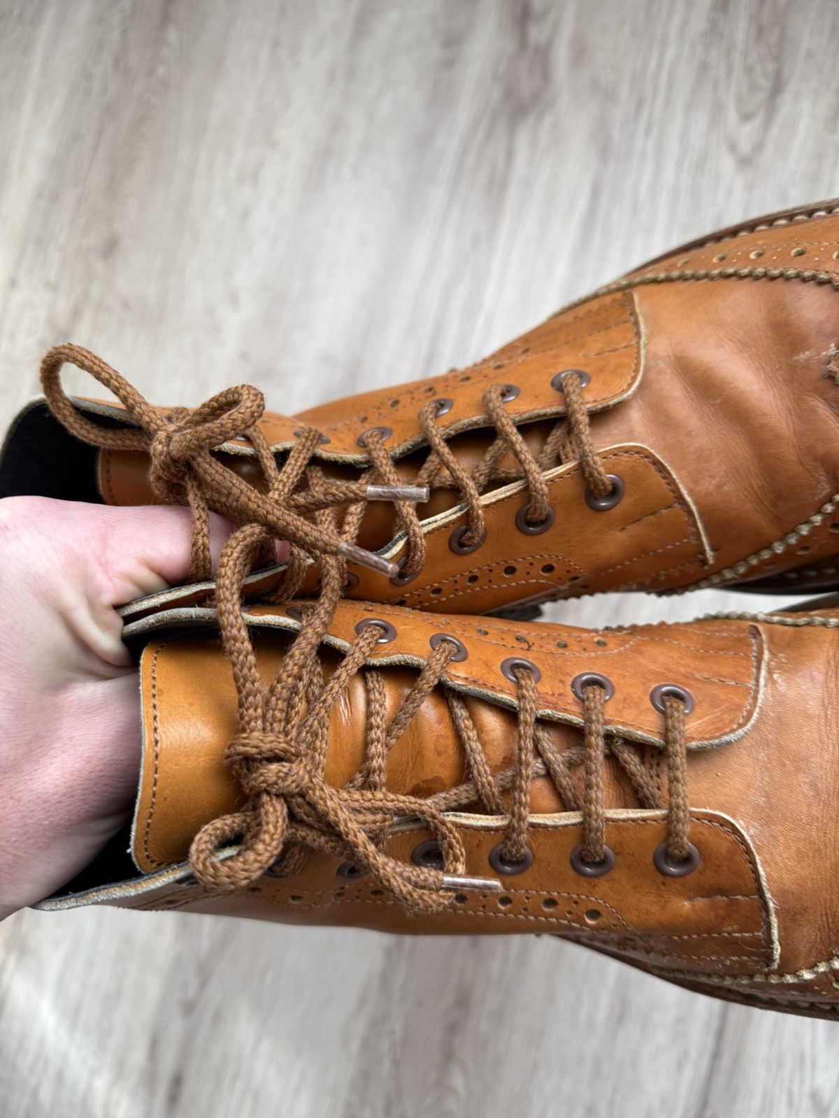 Tricker's Vintage Tricker’s Stow Country Brogue Boots Brown Leather Size US 8 / EU 41 - 8 Thumbnail