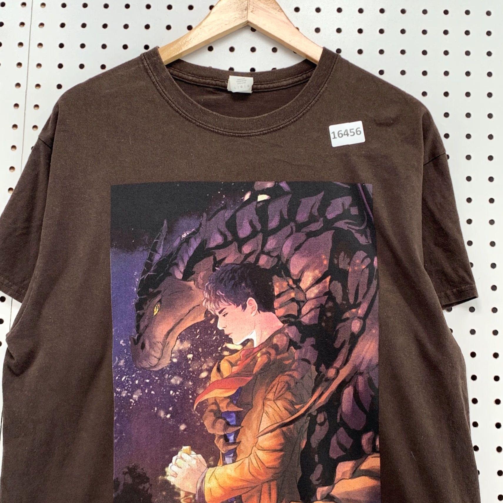 Gildan VINTAGE Gildan Lao Pendragon Shirt Brown Anime T-Shirt Adult Large Short Sleeve Last Dragonlord Mens Size US L / EU 52-54 / 3 - 3 Thumbnail