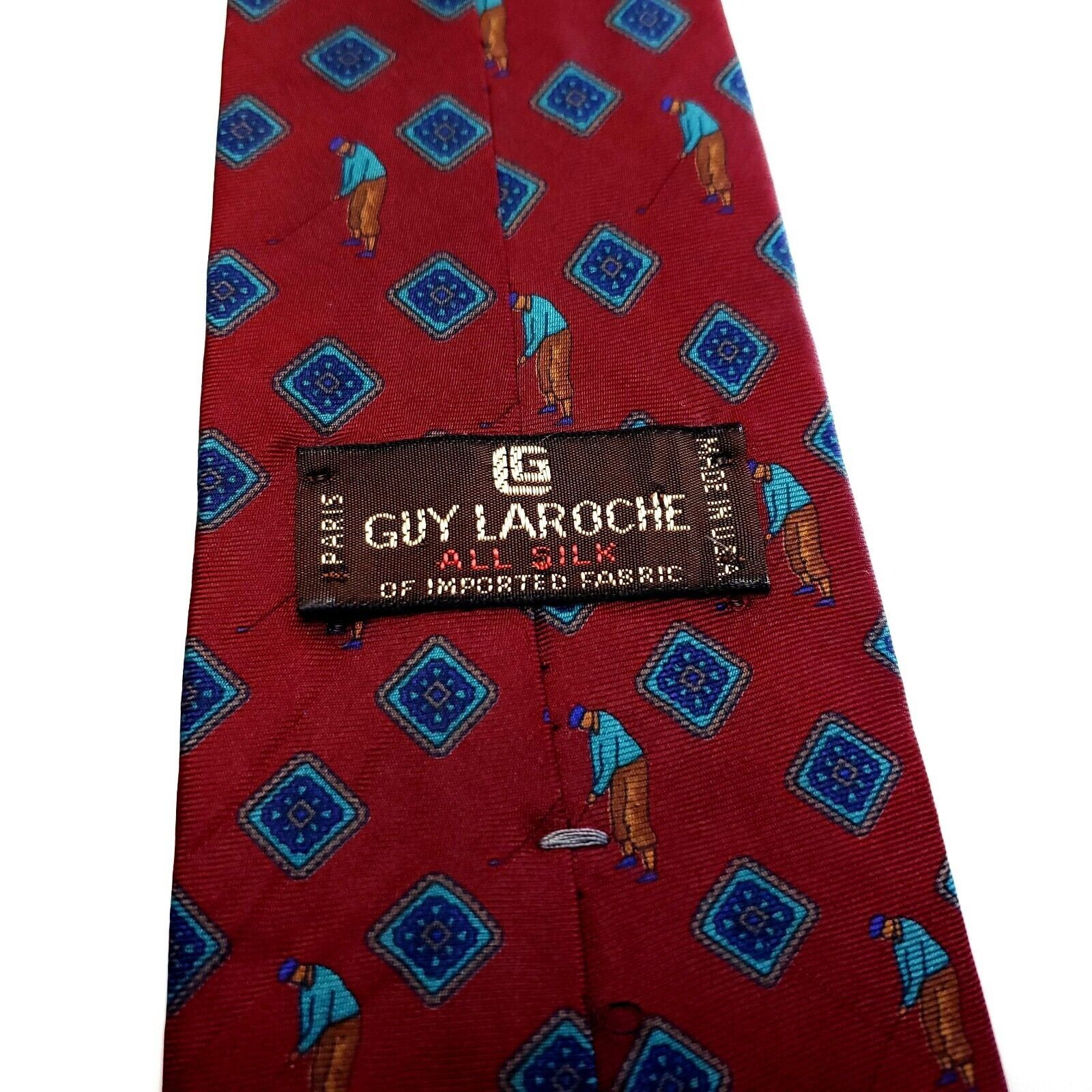 Guy Laroche Guy Laroche Red Silk Tie Woven Short Geometric Golf Size ONE SIZE - 4 Thumbnail