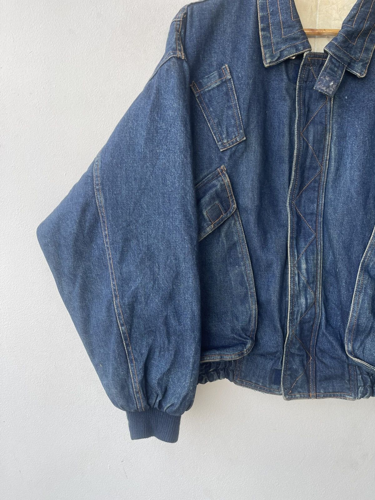 Vintage Rare Archival Multi Pocket Denim Bomber Jacket Indigo Blue Size US L / EU 52-54 / 3 - 8 Thumbnail
