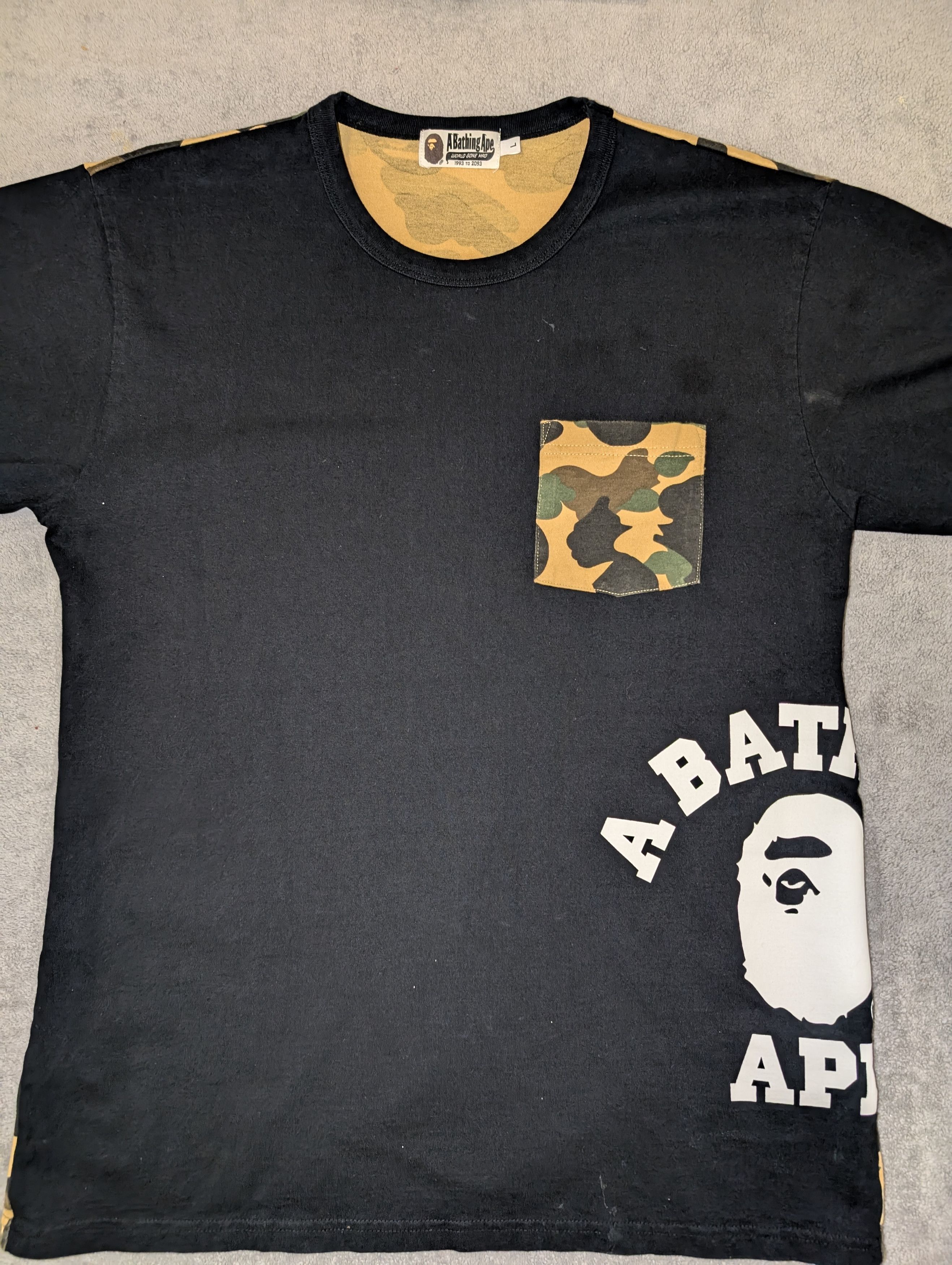 Bape BAPE FRONT BLACK/ BACK YELLOW CAMO T-SHIRT Size US L / EU 52-54 / 3 - 1 Thumbnail