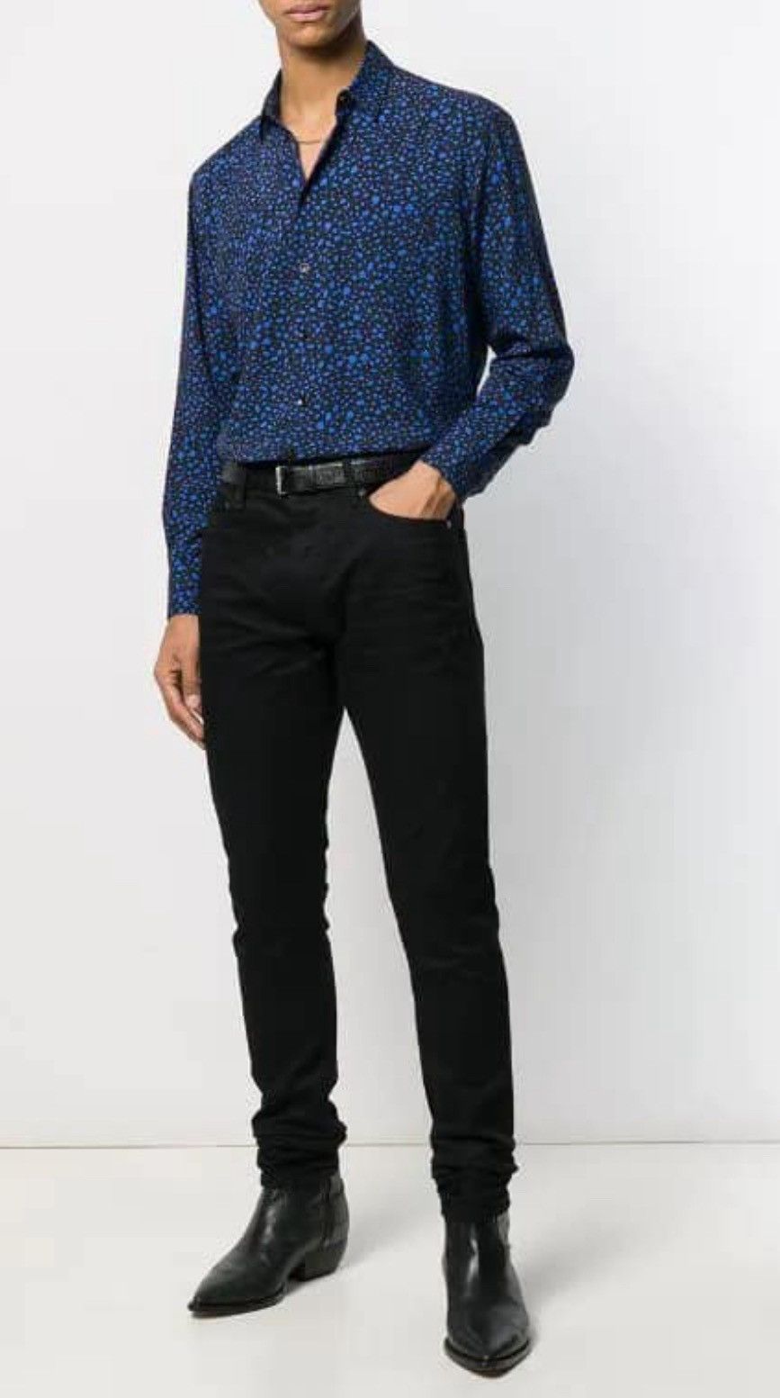 Saint Laurent Paris Black and blue leopard print collar size40 Size US M / EU 48-50 / 2 - 1 Thumbnail