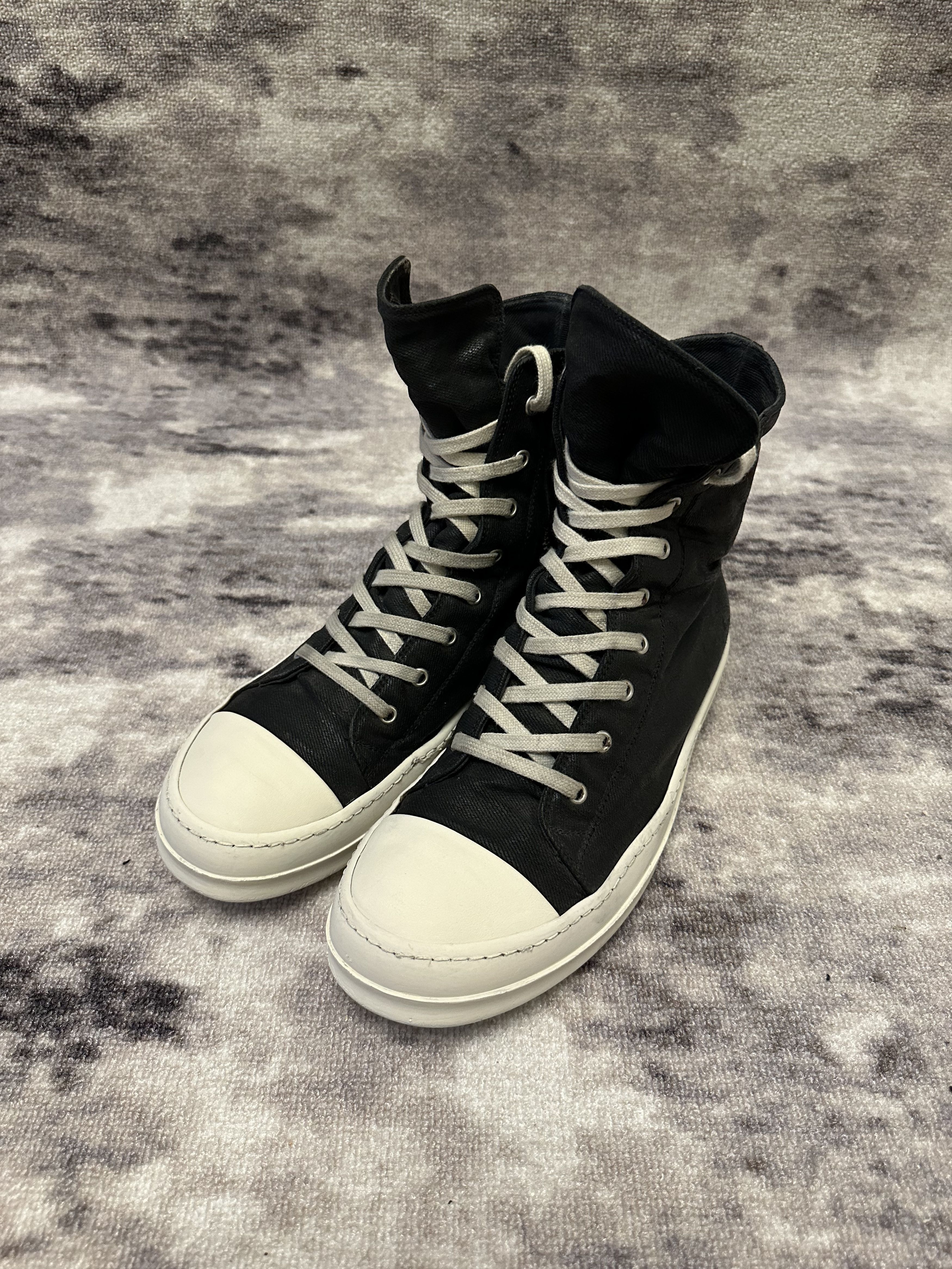 未使用 Rick Owens/RAMONES/黒 ハラコ レザー43 Rick Owens × Rick Owens Drkshdw *NEW* BLACK JUMBO LACE HIGH