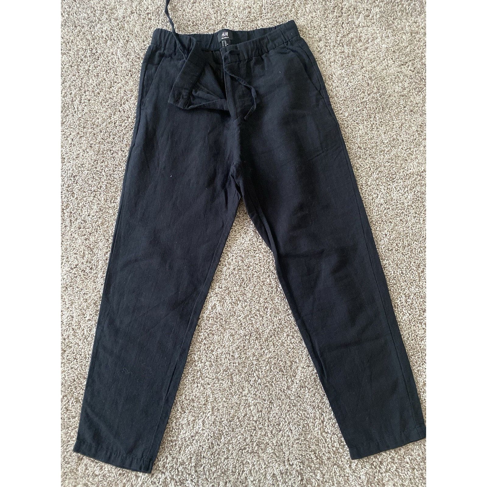 H&M H & M Relaxed Fit Black Linen/Cotton Pants Women Size 30" / US 8 / IT 44 - 1 Thumbnail