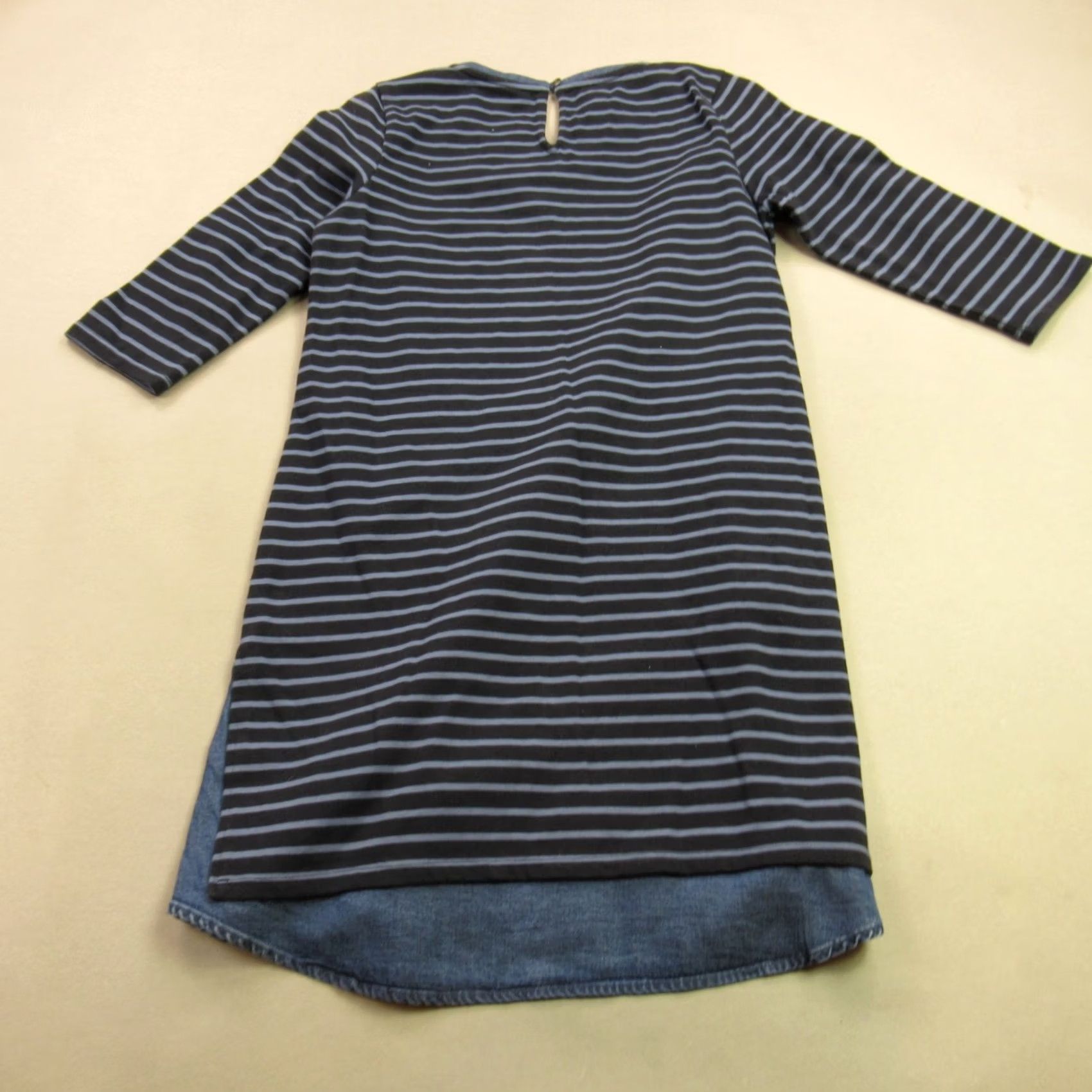 J. Jill J Jill Shirt Dress Womens XS Petite Long Sleeve Crew Neck Stripes Casual Knit 100% Cotton Knee Length Blue Women's Mens? Size XS / US 0-2 / IT 36-38 - 6 Thumbnail