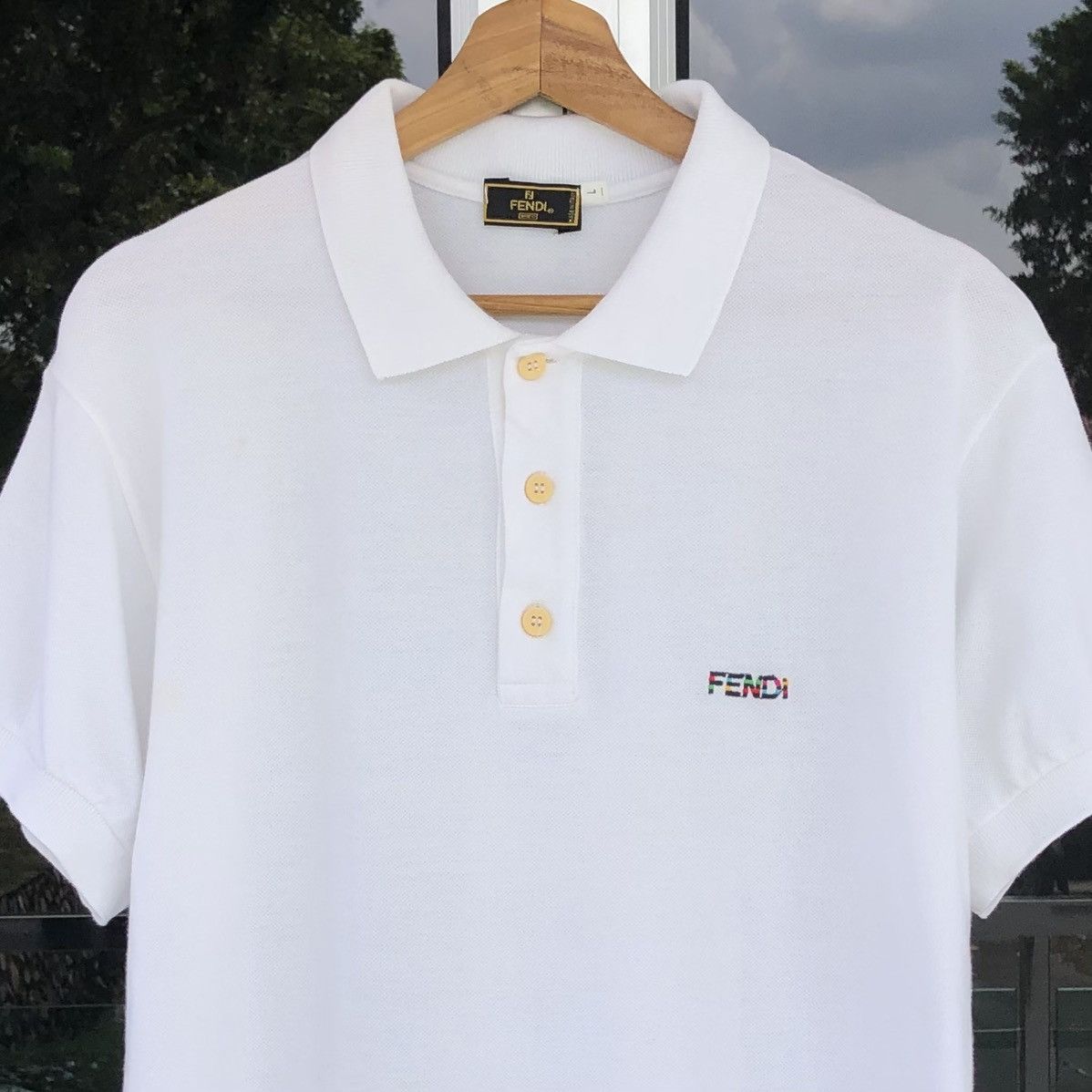Fendi FENDI Multicolour Embroidery Logo Polo Tee Made In Italy Size US L / EU 52-54 / 3 - 2 Thumbnail
