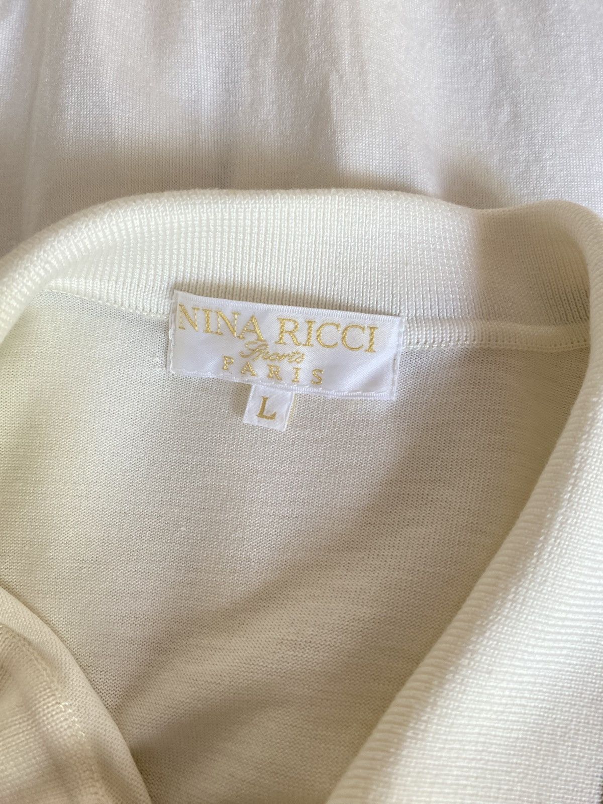 Nina Ricci NINA RICCI Sports PARIS Vintage White Knit Top Size L / US 10 / IT 46 - 10 Thumbnail