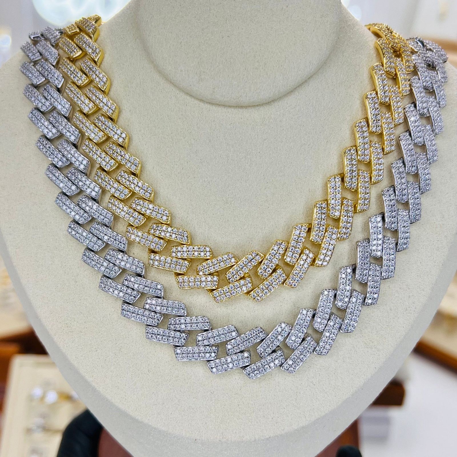Other 14mm Moissanite Iced Out Cuban Necklace Size ONE SIZE - 1 Thumbnail
