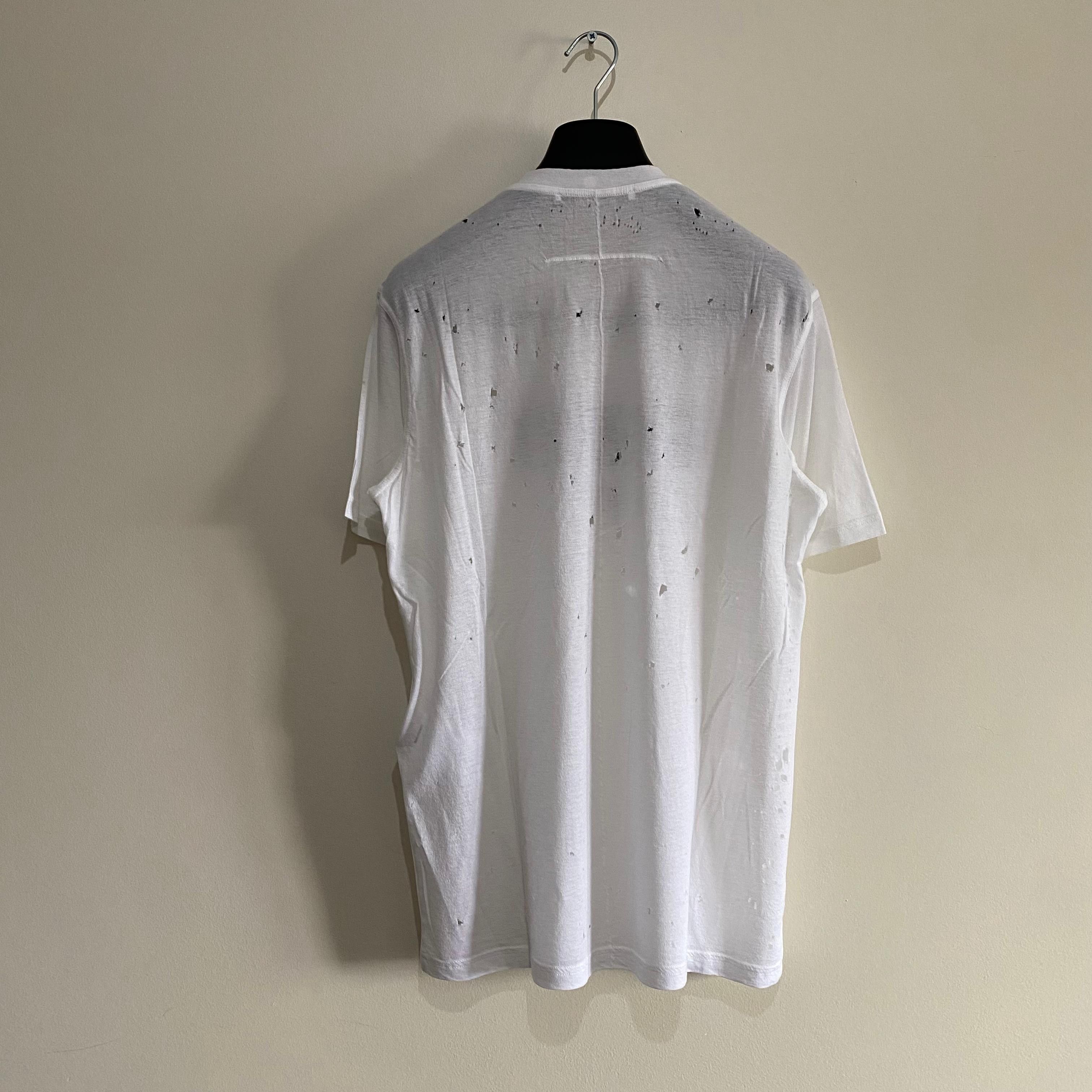 Givenchy White Pima Cotton Distressed Logo T-Shirt Size US XS / EU 42 / 0 - 9 Thumbnail