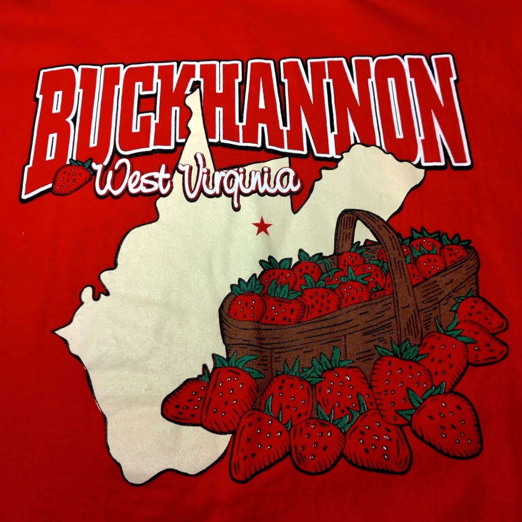 Vintage Buckhannon West Virginia Shirt Medium Red 100% Cotton T-Shirt Men MW Regular Knit Strawberry Farm WV WV Strawberry Festival Size US M / EU 48-50 / 2 - 2 Thumbnail