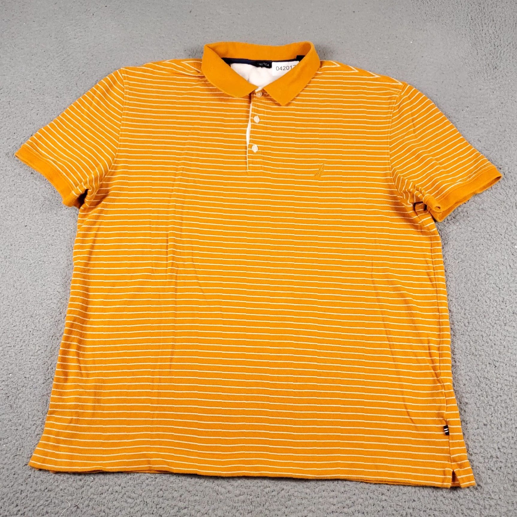 Nautica Nautica Polo Shirt Mens XL Orange Striped Short Sleeve Casual Button-Front Classic Colorful Preppy Shirt Mens XL Orange Size US XL / EU 56 / 4 - 3 Thumbnail