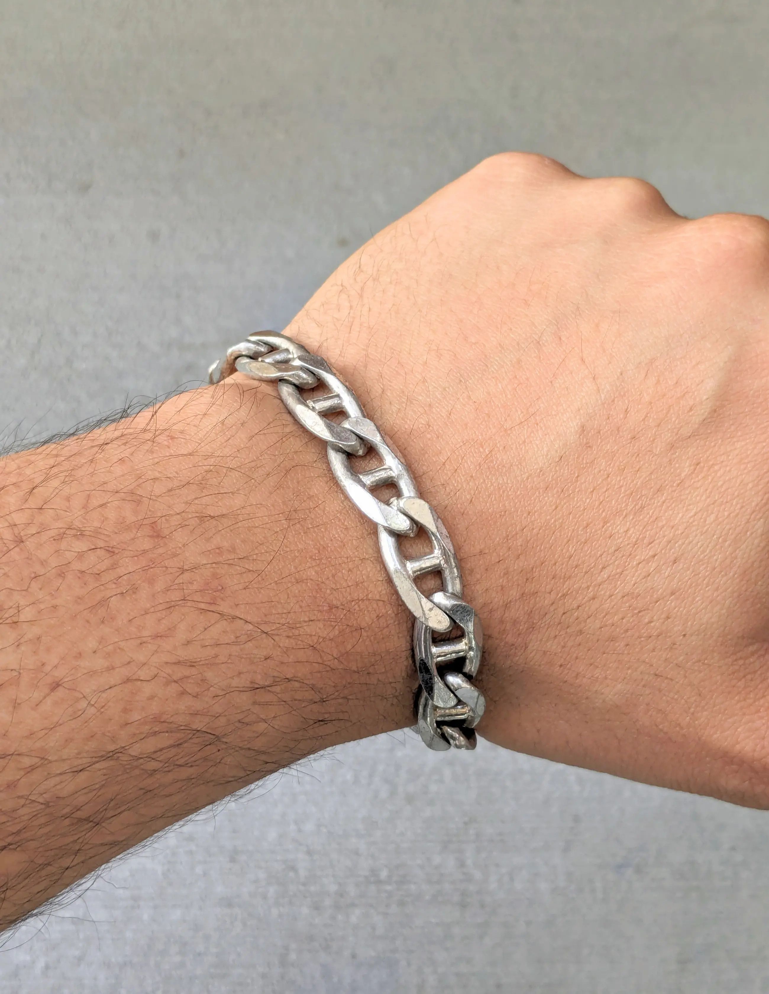Other Vintage Sterling Silver Mariner Bracelet Chunky Biker Punk Size ONE SIZE - 4 Thumbnail