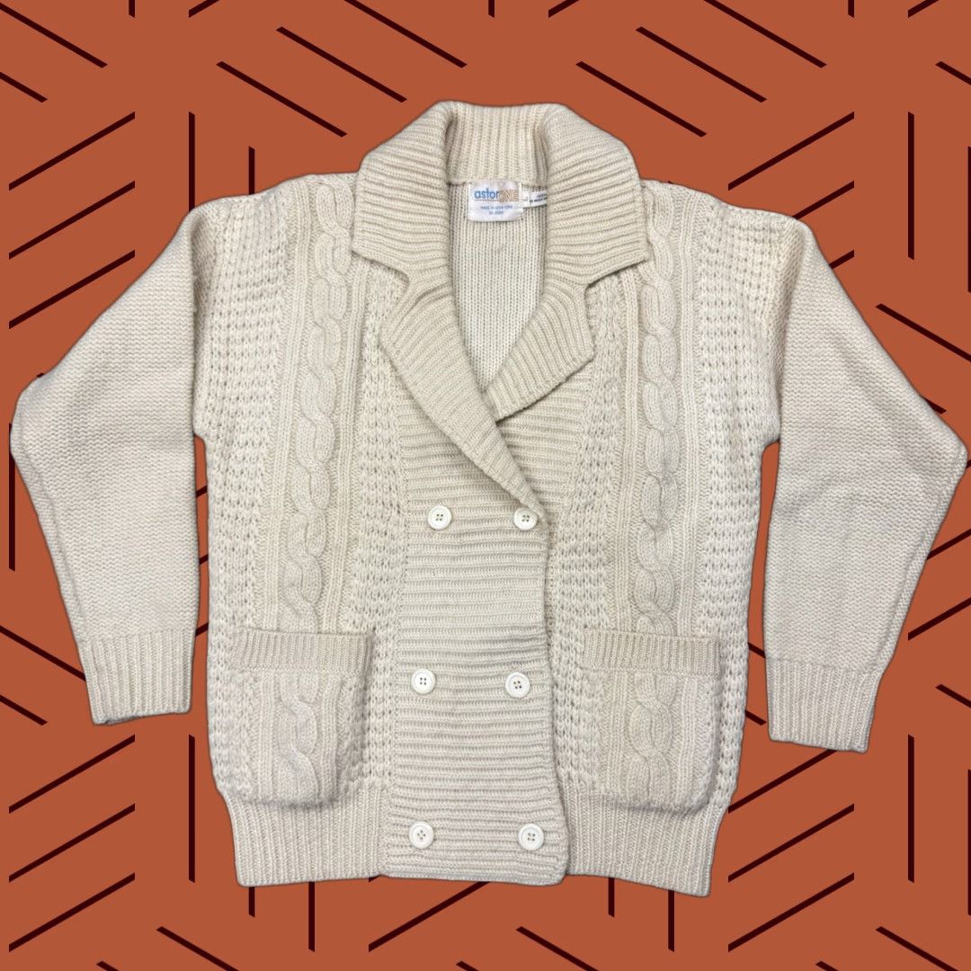 Doublet Oversized Recycle Wool Cable-knit Cardigan, Ivory | Grailed