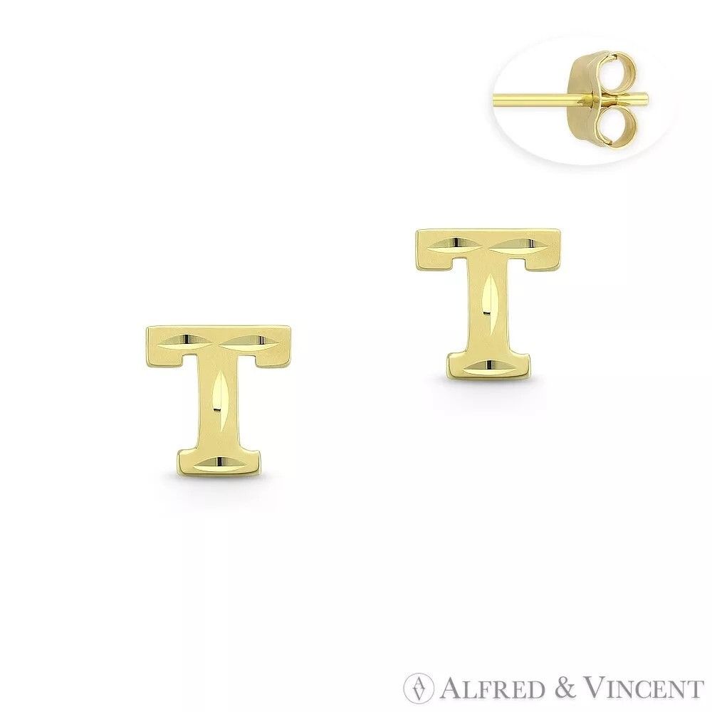 Other Initial Letter "T" Stud Earrings with Push-Back Posts Size ONE SIZE - 1 Preview