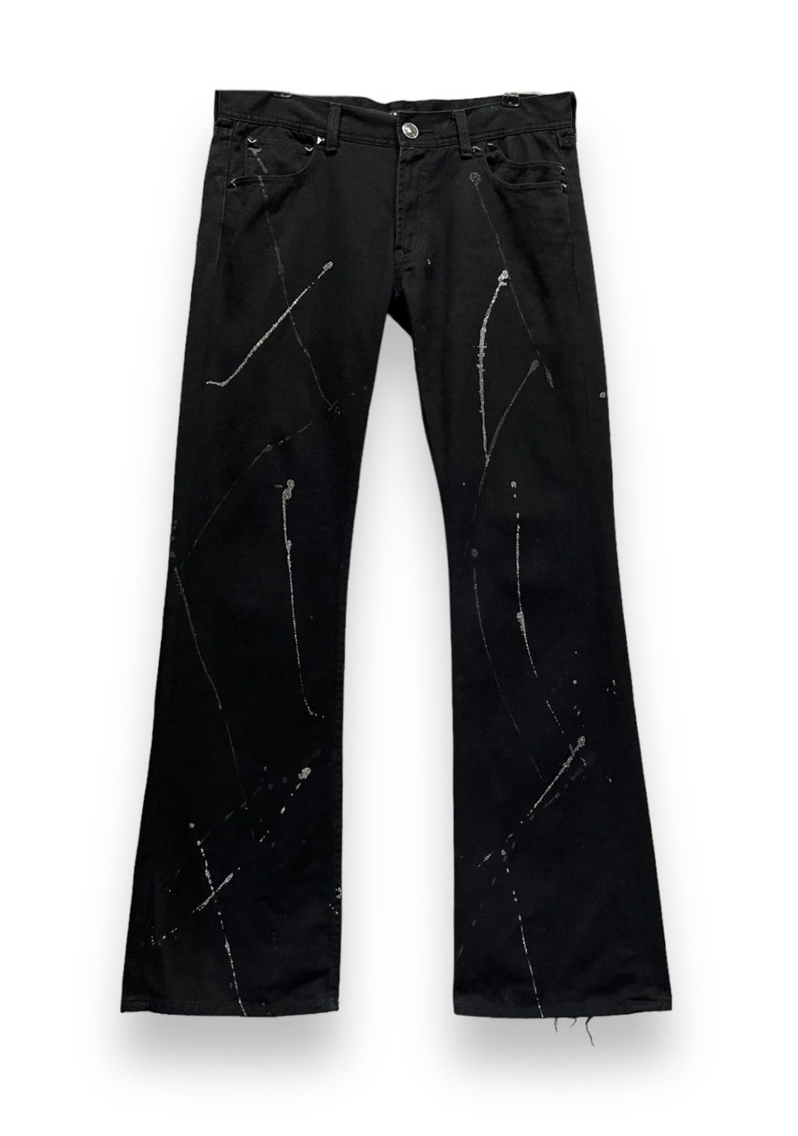FLARE🔥SORRIDERE Glitter Splash Union Jack Punk Gothic Denim