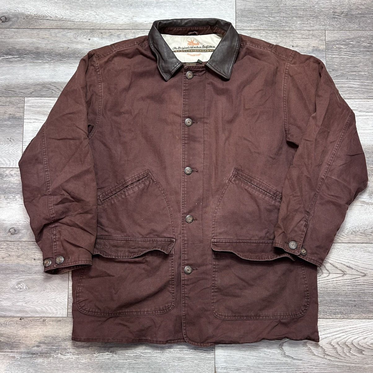 Vintage Naatak Outdoor Waxed Canvas Barn Coat — Brown Leather Collar Size US L / EU 52-54 / 3 - 1 Thumbnail