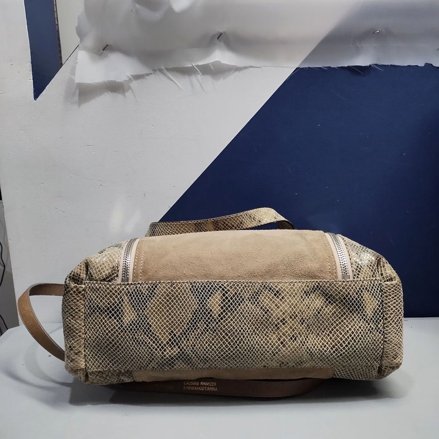 Michael Kors Michael Kors Shoulder Bag Womens Medium Brown Snakeskin Print Suede Leather Zip Closure Size ONE SIZE - 5 Thumbnail