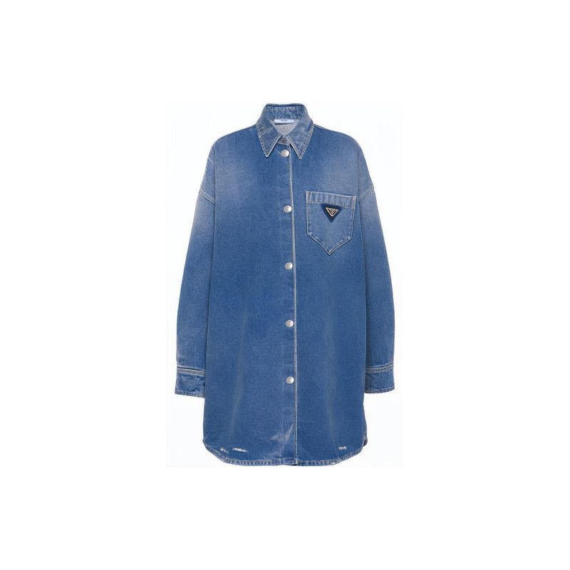 Prada Prada Organic Denim Long Sleeve Shirt for Women-2506 Size US XS / EU 42 / 0 - 3 Thumbnail