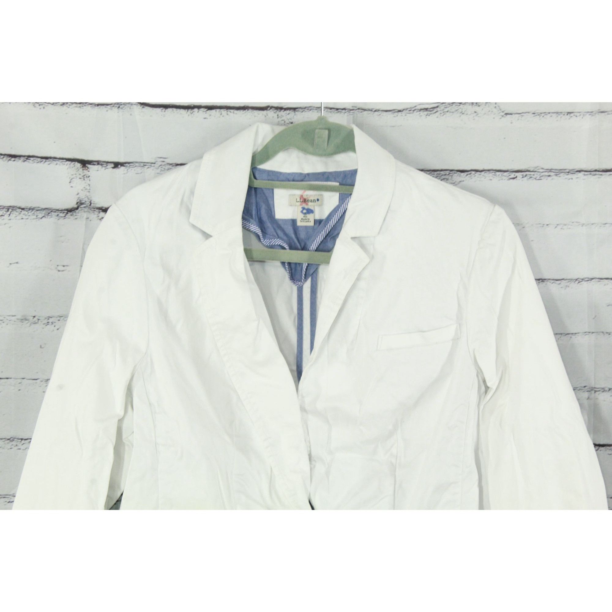 L.L. Bean LL Bean Women’s White Blazer Jacket Cotton Stretch Tailored Size S / US 4 / IT 40 - 4 Thumbnail