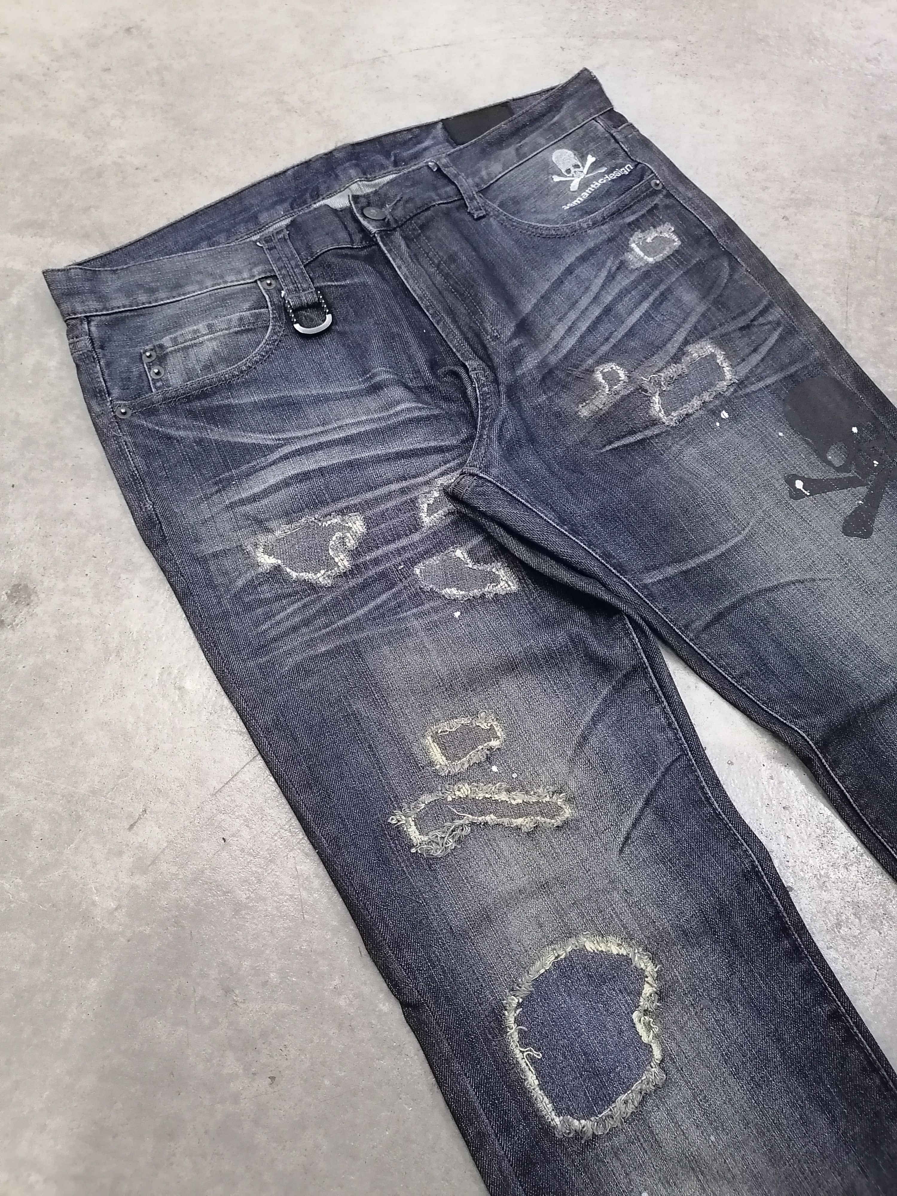 Japanese Brand Semantic Design x Roen Crossbone Distressed Denim Pants Size US 35 - 6 Thumbnail