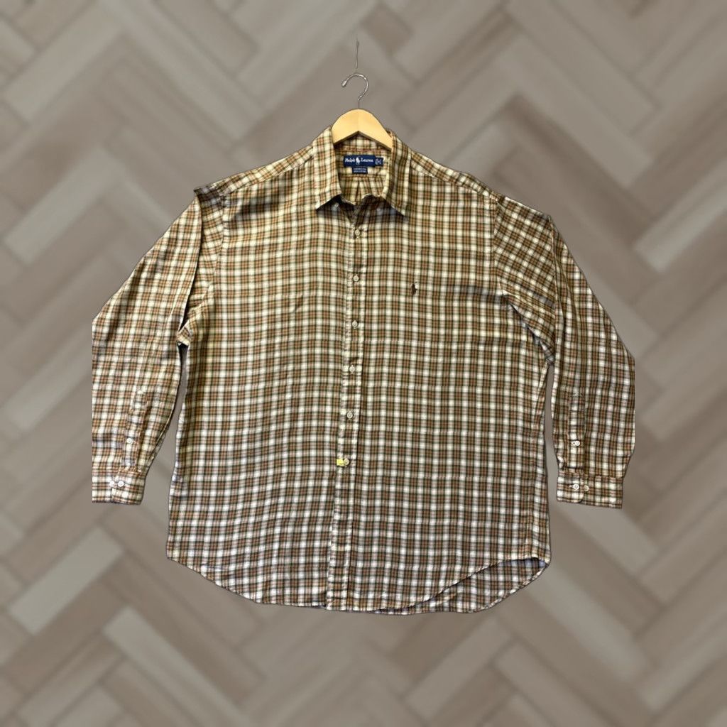 Polo Ralph Lauren POLO RALPH LAUREN Shirt Mens Classic Button-Down Long Sleeve Plaid Multicolor Light 18 36/37 Slimming Casual All Seasons Polo Pony Logo Button-Up Size US XXL / EU 58 / 5 - 1 Thumbnail