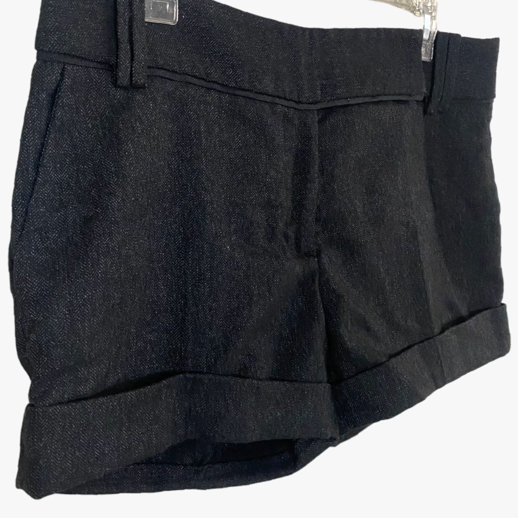 Zara Zara Basic Twill Cuffed Trouser Shorts Womens Large Black Casual Chic Shorts Size 36" / US 14 / IT 50 - 3 Thumbnail