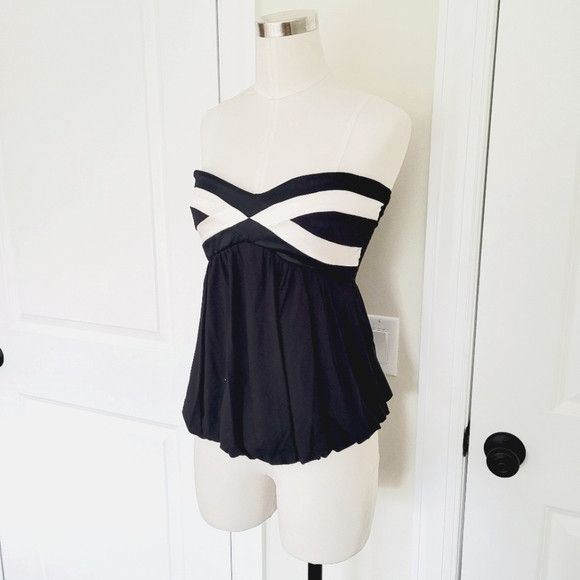 Bebe Strapless Smocked Sweetheart Bubble Hem Top Party Y2K Size M / US 6-8 / IT 42-44 - 3 Thumbnail
