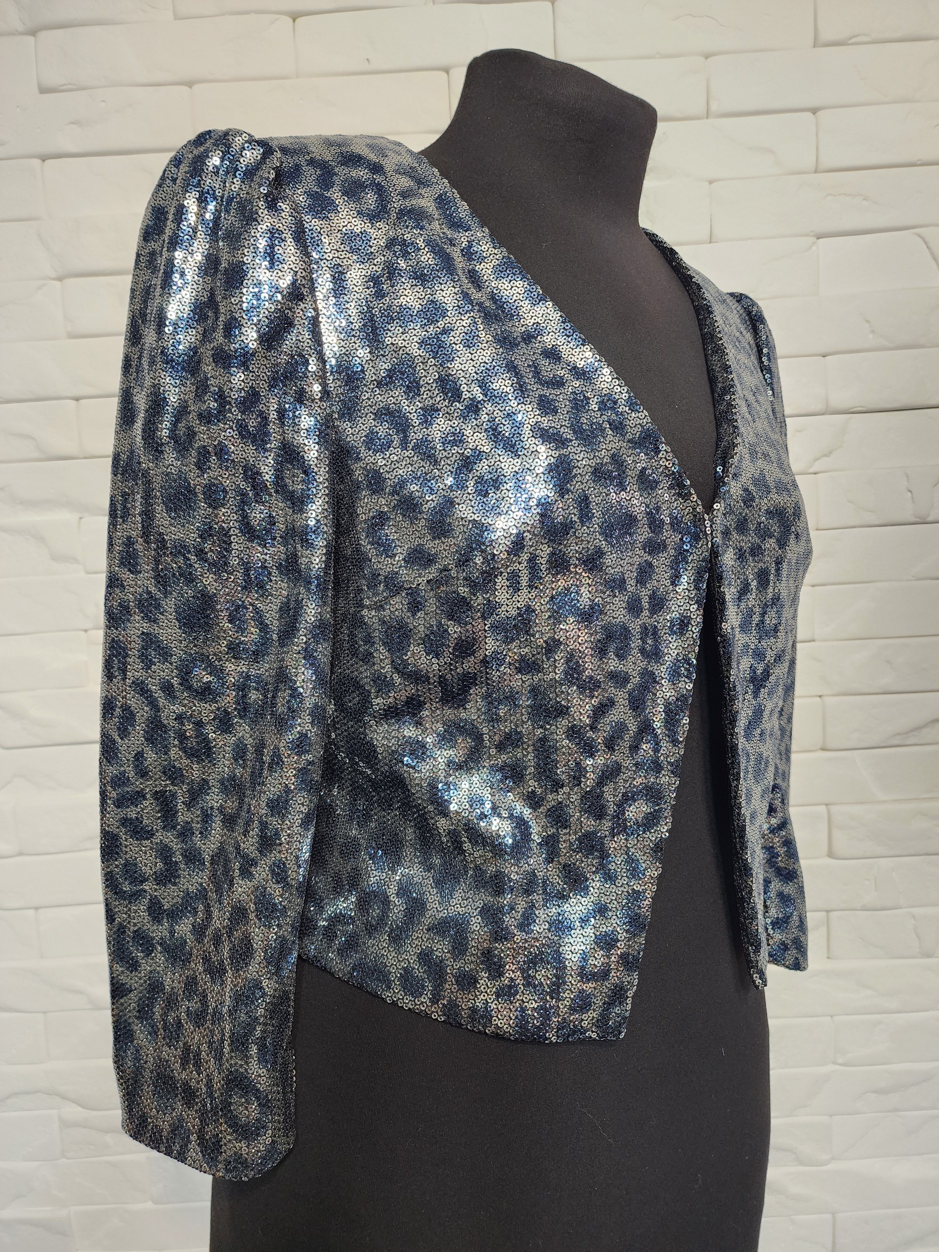 NEXT Silver-Blue Jacket With Sequins: Women's Blue Blazer Size M / US 6-8 / IT 42-44 - 3 Thumbnail