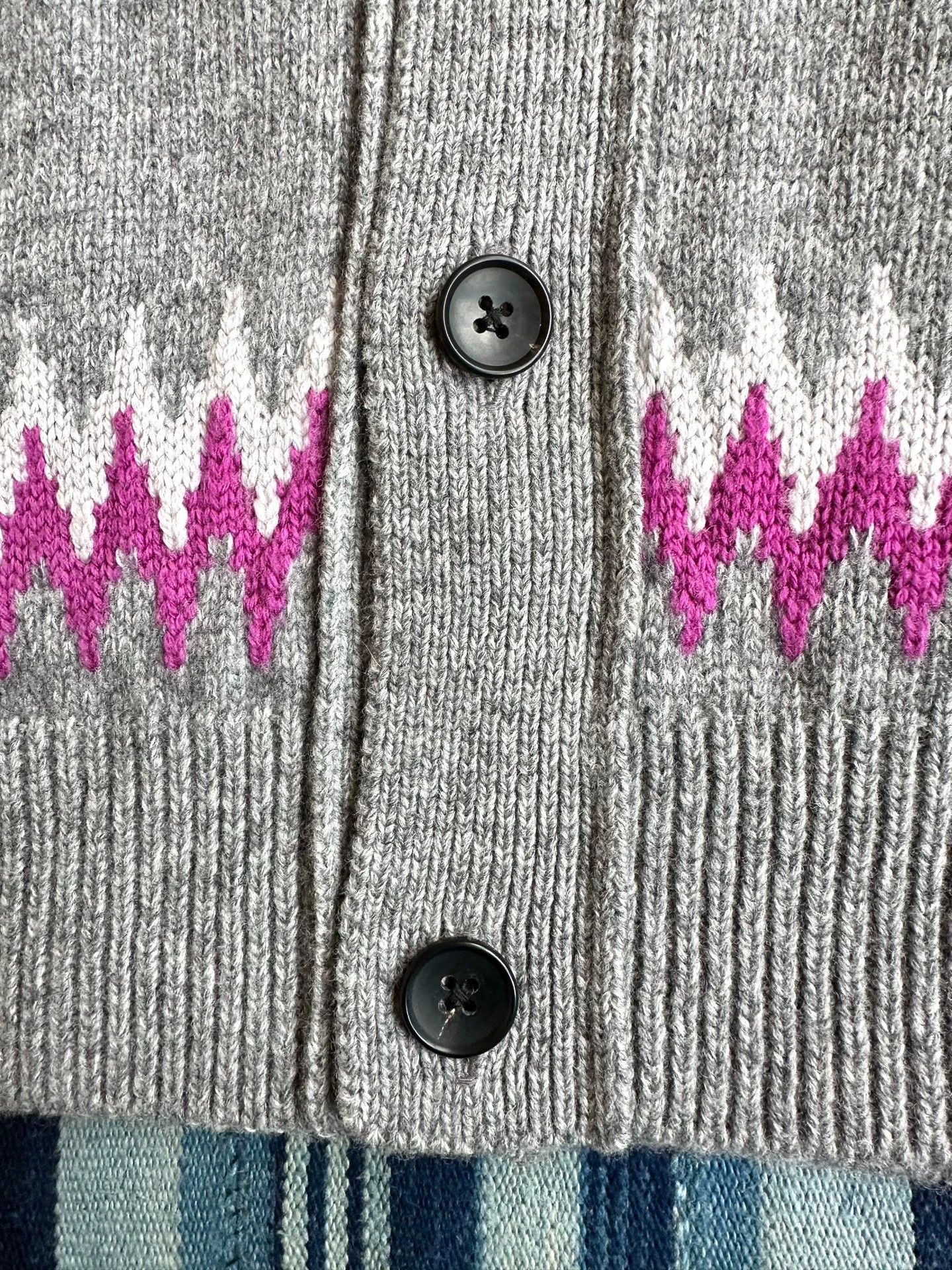 KUON KUON Zig-Zag Cardigan Shibori Wool Blend Totem Japan L NWT Size US L / EU 52-54 / 3 - 5 Thumbnail