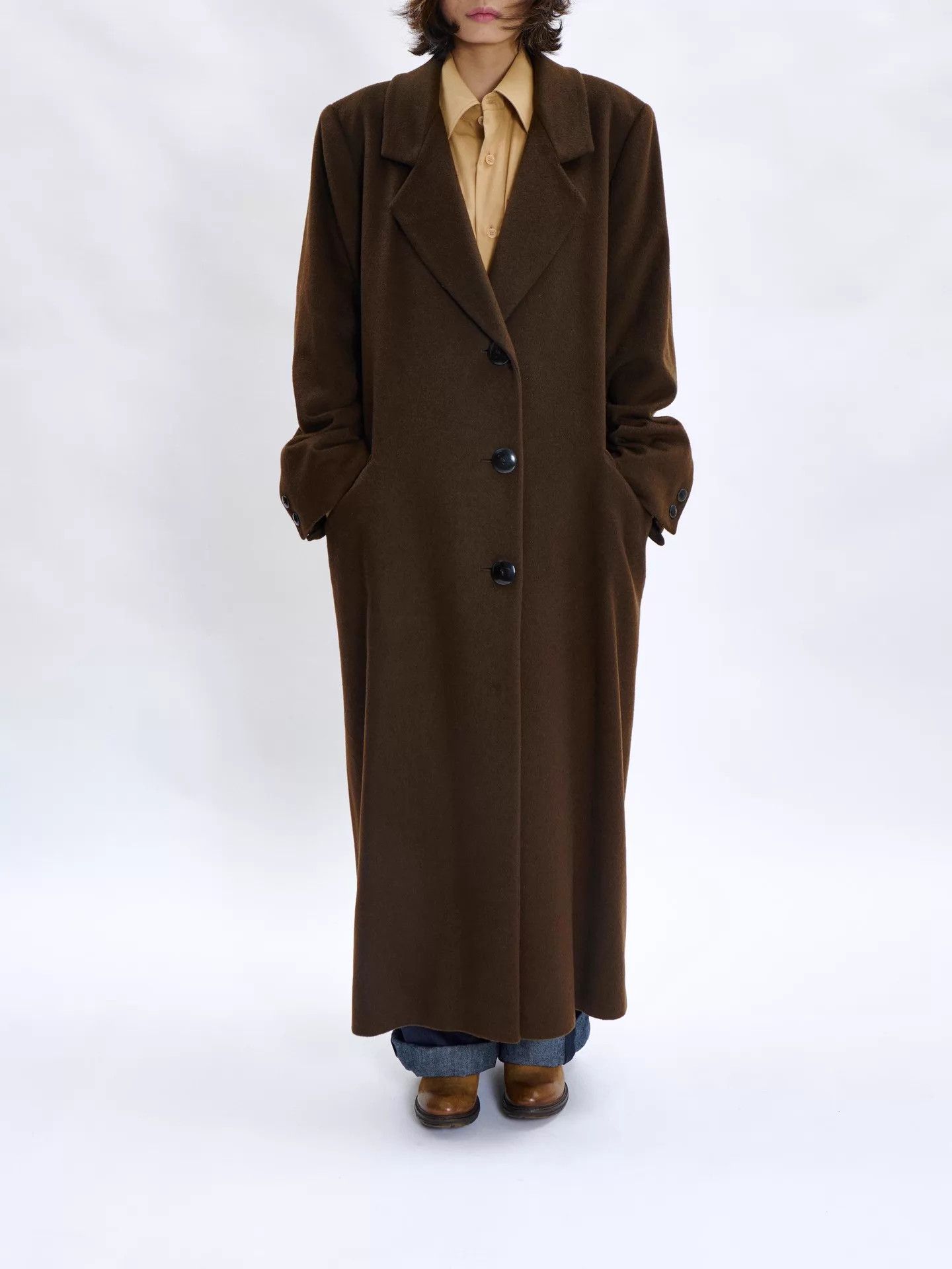 Krizia 90s Krizia Deep Chocolate Brown Cashmere Coat Size M / US 6-8 / IT 42-44 - 7 Thumbnail
